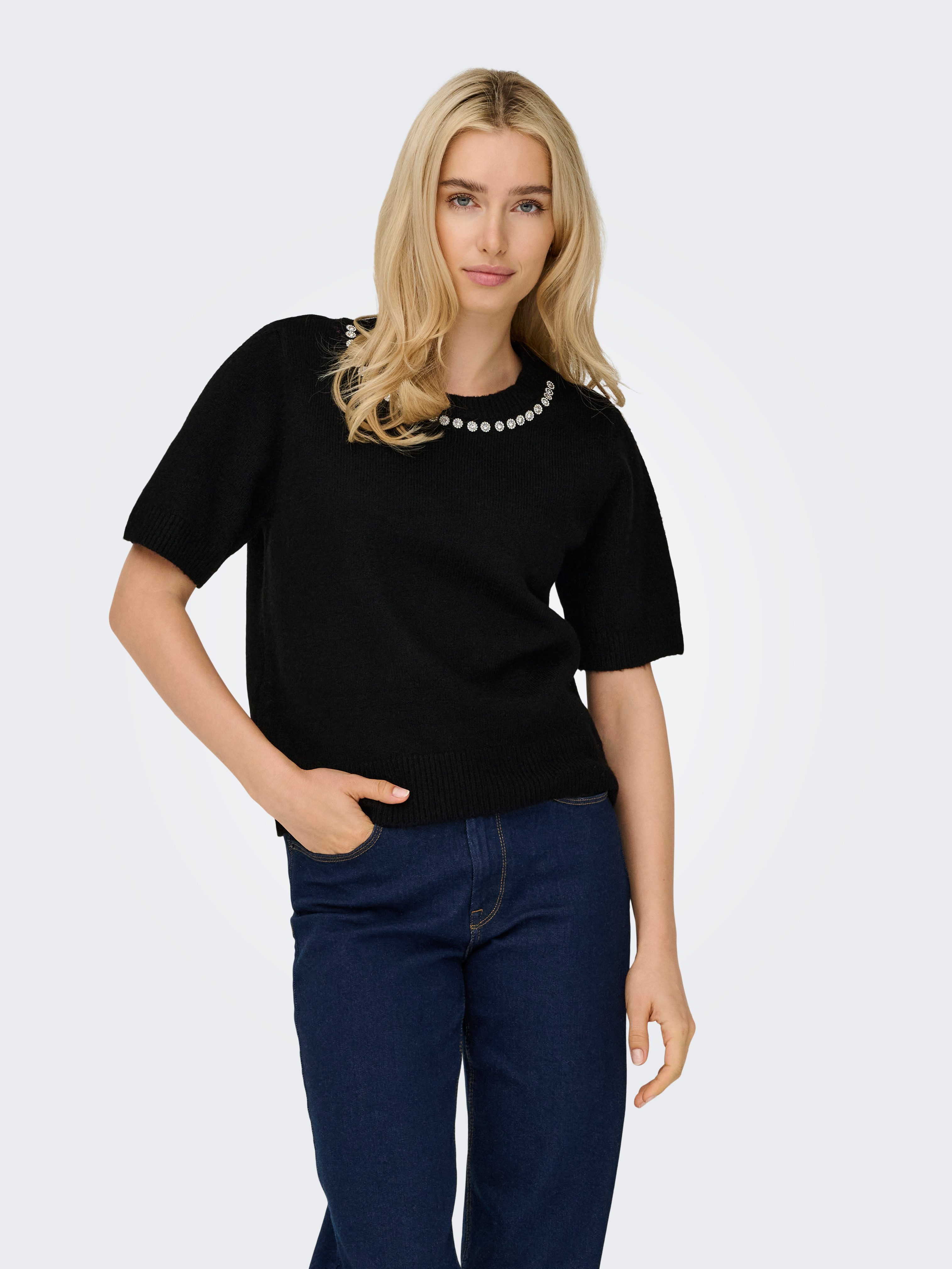 ONLY Kurzarmpullover ONLABBY LIFE SS BLING günstig online kaufen