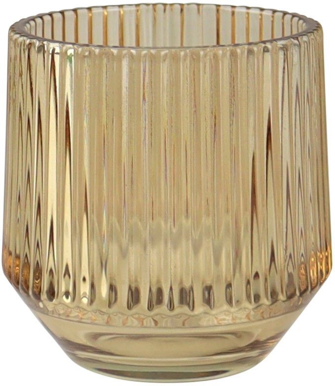 AM Design Windlicht mit Rillen (Set, 4 St), Teelichthalter aus Glas, Ø ca.  9,5 cm