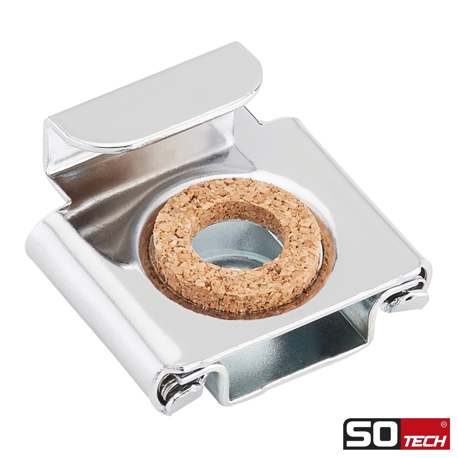 SO-TECH® Klemmen Spiegelklammern - Spiegel bis 6 mm Materialstärke, bis 15 kg, Wandabstand 9 mm, 1 Set inkl. Schrauben und FISCHER-Dübel – Bild 4 von 5