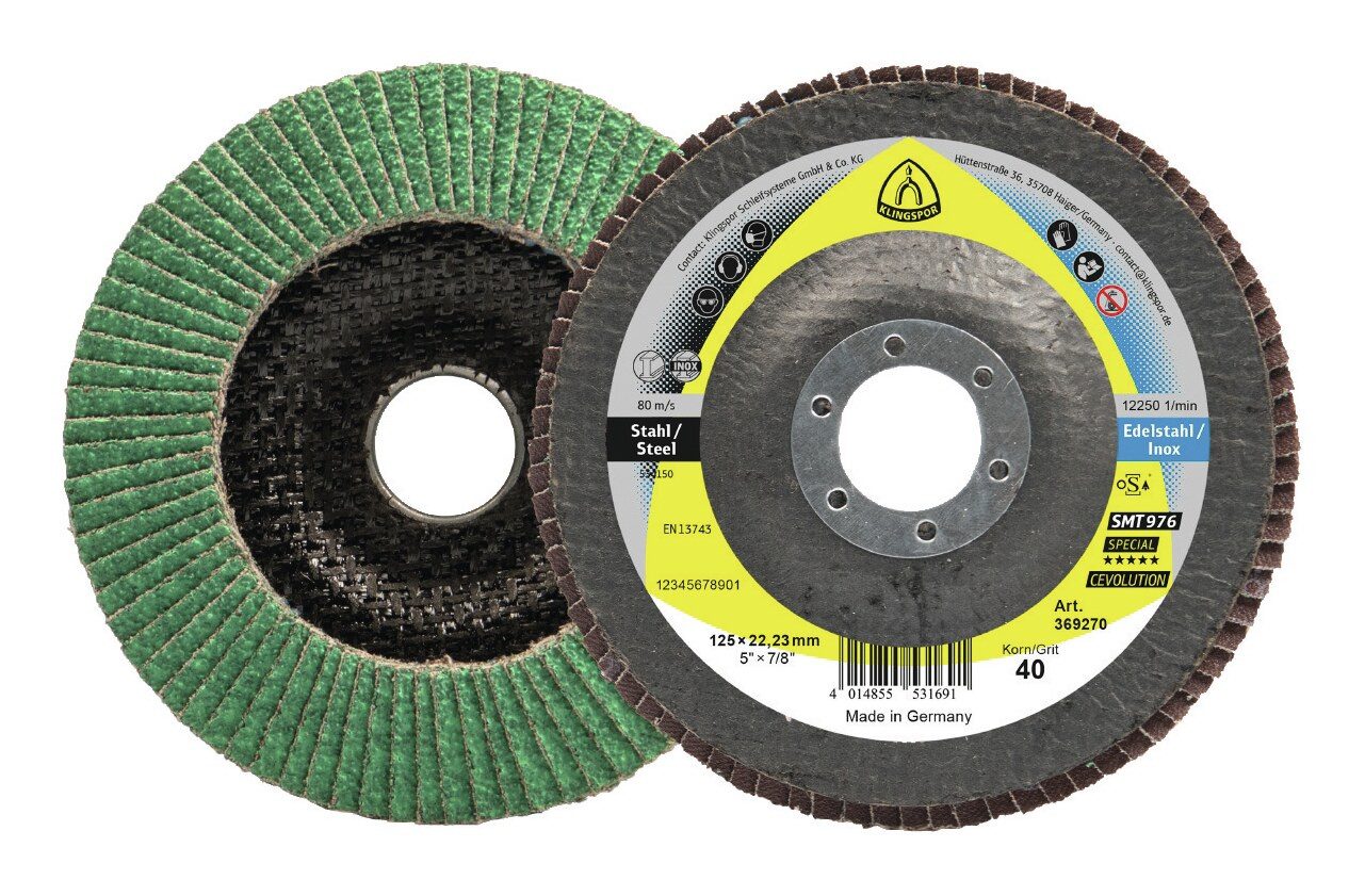 Klingspor Schleifscheibe, Fächerschleifscheibe SMT 976 125 x 22,23 mm gewölbt K40