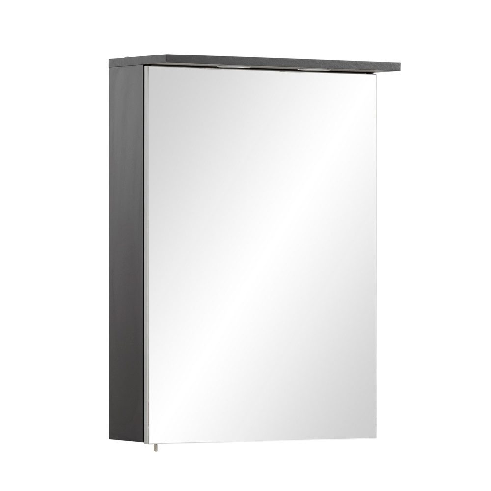 Lomadox Badmöbel-Set SARAY-80, (Spar-Set, 2-St), Waschplatz Set schwarz Waschbeckenunterschrank 57cm Spiegelschrank LED