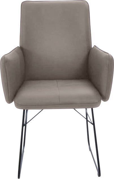 K+W Komfort & Wohnen Armlehnstuhl (1 St), Drahtkufengestell in Metall schwarz, Griff am Rücken, Steppung im Sitz stahl | Stühle