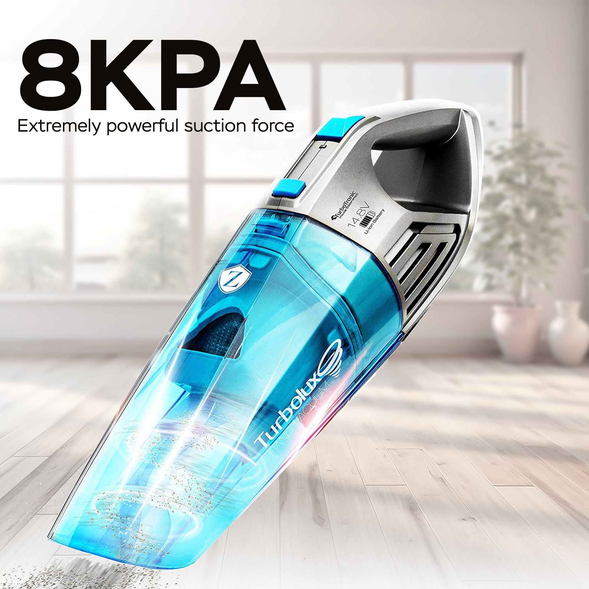 TurboTronic by Z-Line Handstaubsauger 8kpa, 20 Min. Laufzeit, ultra-Leichtgewicht Boden Staubsauger, 100 W