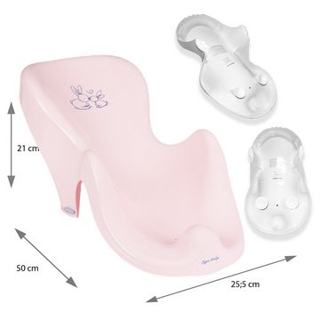 Tega-Baby Babybadewanne 4 Teile SET AB -BUNNIES + Ständer Weiß- -Wanne Abflussset Baby, (Premium.set Made in Europe), **Wanne+ Sitz+ Töpfchen+ Ablauf Set+ Ständer**