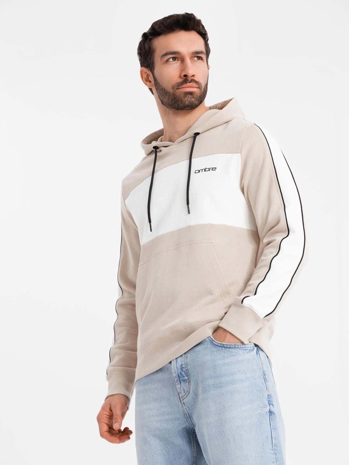 OMBRE Kapuzenshirt Kapuzenpulli aus Baumwolle mit kontrastierenden Details