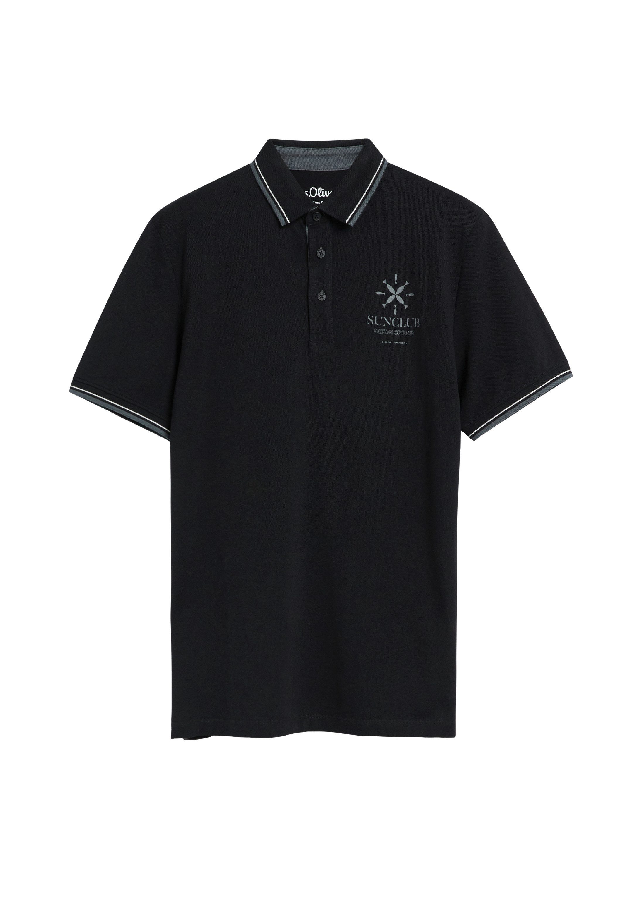 s.Oliver Kurzarmshirt Polo-Shirt Poloshirt aus Baumwollpiqué mit Kontrast-Details