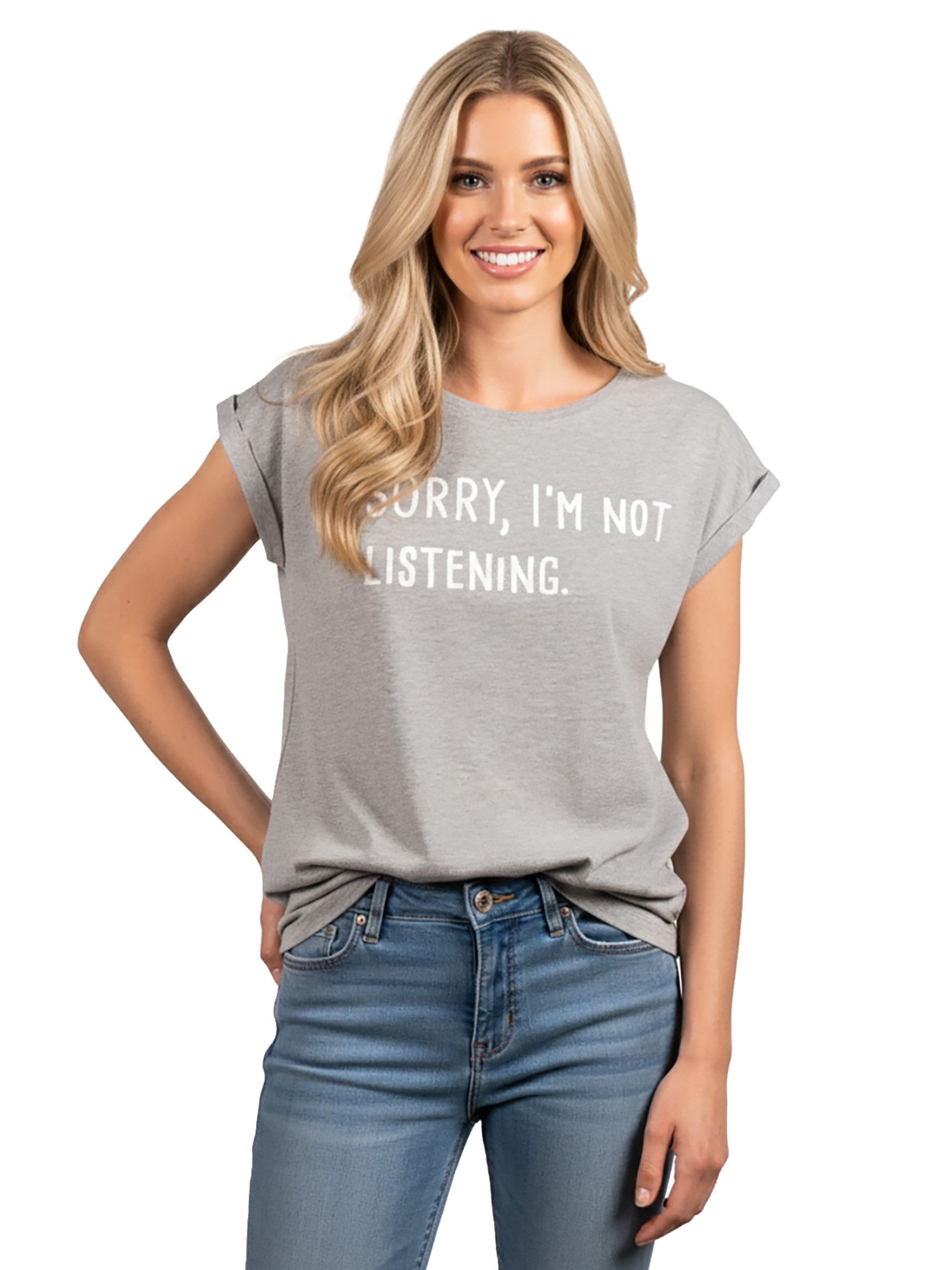 MAKAYA Print-Shirt Damen Kurzarm Top Lustige Sommer Oberteile mit Spruch Aufdruck - Sorry (Rundhals, Schwarz, Blau, Grau, Rosa) große Größen