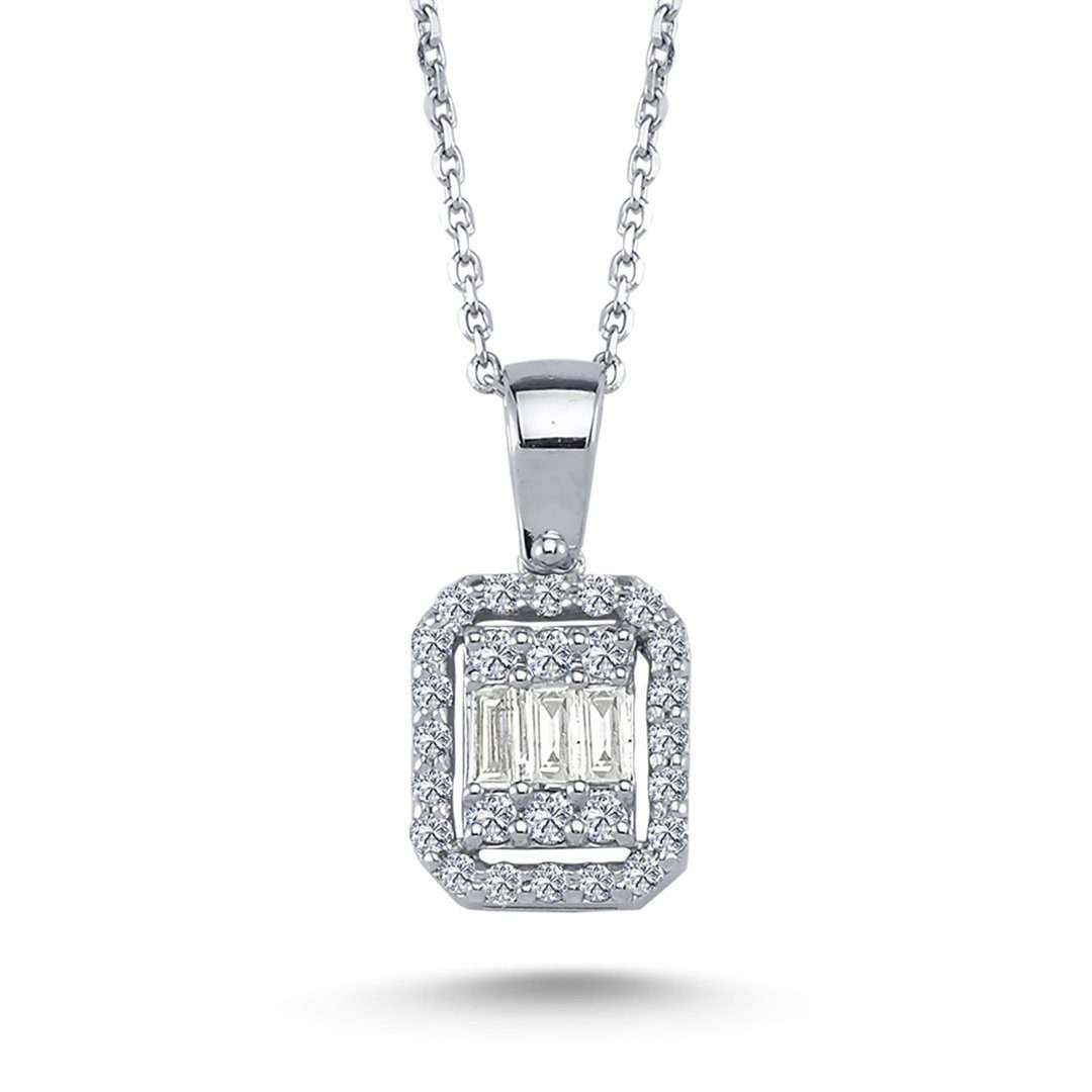 EinStein Diamant Collier Baguette Brillant Diamant Halskette 585´er Weißgol günstig online kaufen