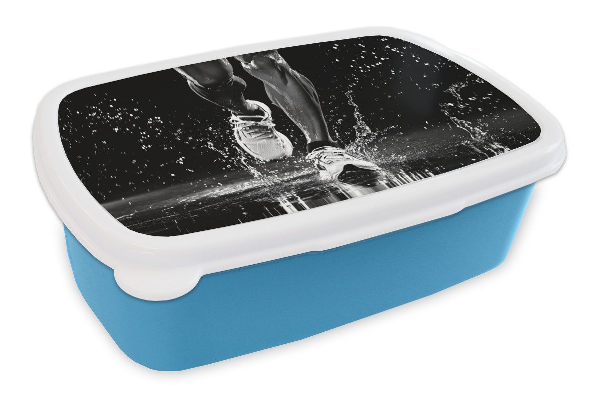 MuchoWow Lunchbox Laufschuhe - Laufen - Drops - Schwarz, Kunststoff, (2-tlg), Brotdose, Lunchbox, Brotbox für Kinder und Erwachsene