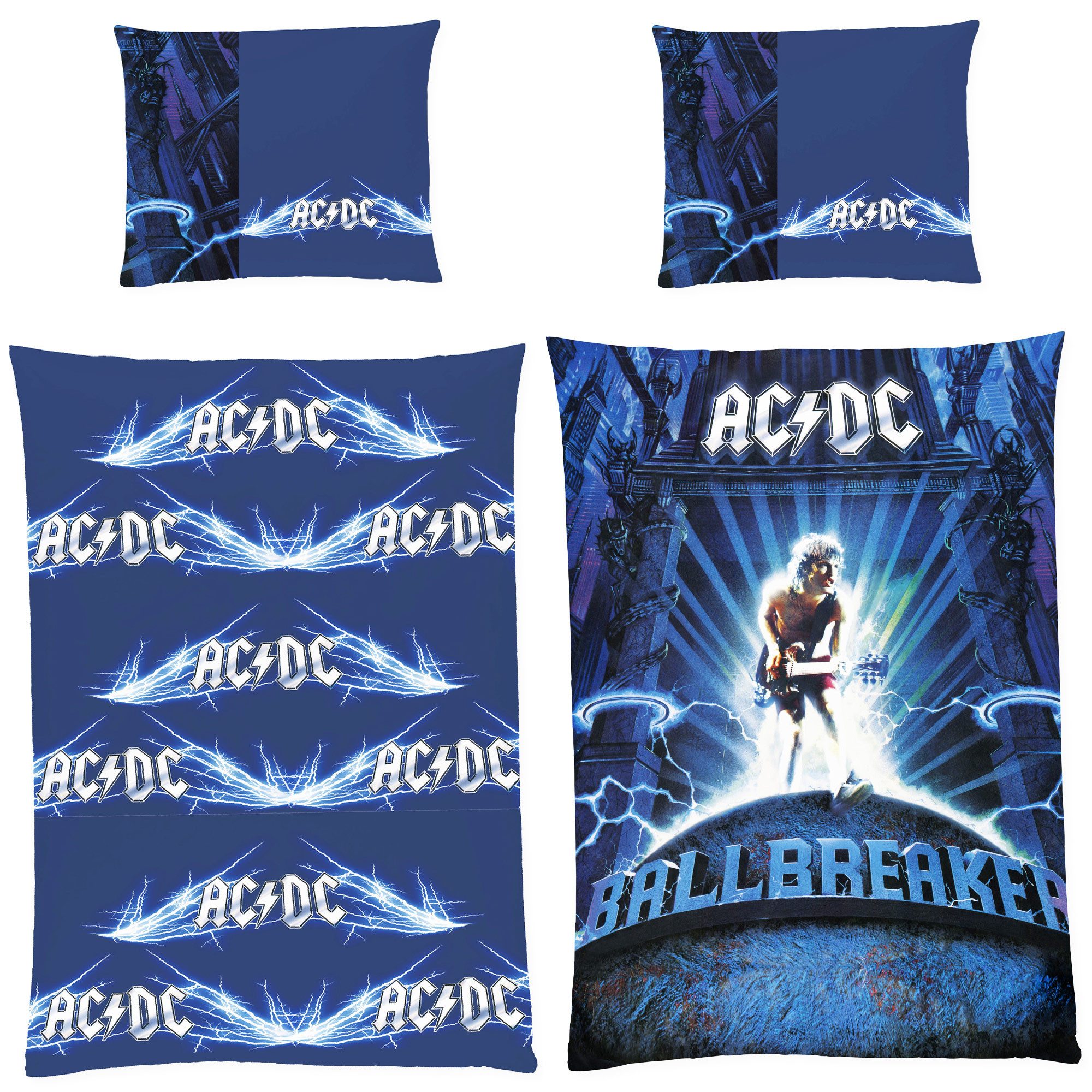 BERONAGE Wendebettwäsche ACDC Ballbreaker Bettwäsche Linon / Renforcé, 100% Baumwolle, 2 teilig, 135x200 + 80x80 cm – Bild 5 von 5