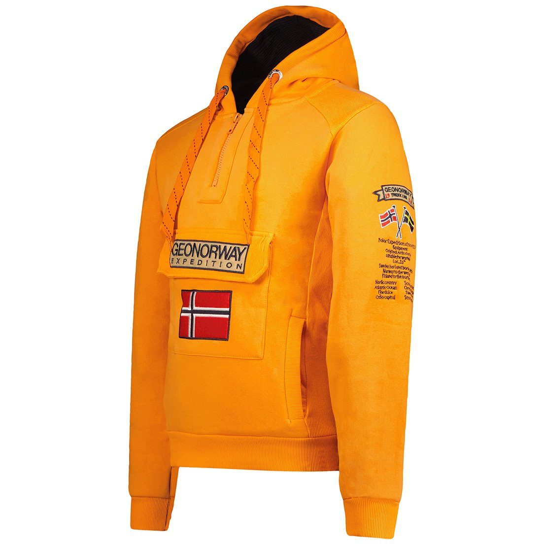 ORANGE (Geographical Mit Kapuzenpullover Hoodie Herren 1-tlg) Norway Kapuze Norway, Geo FLUO brgymclass