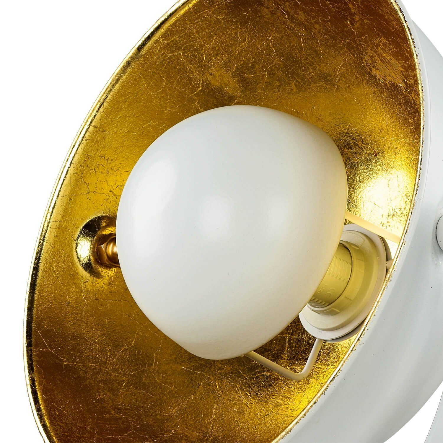 Studio verstellbar Leuchtmittel, ohne Lampe Nachttischlampe Halbkugel BARAN, Retro Licht-Erlebnisse Metall E14 Gold Weiß