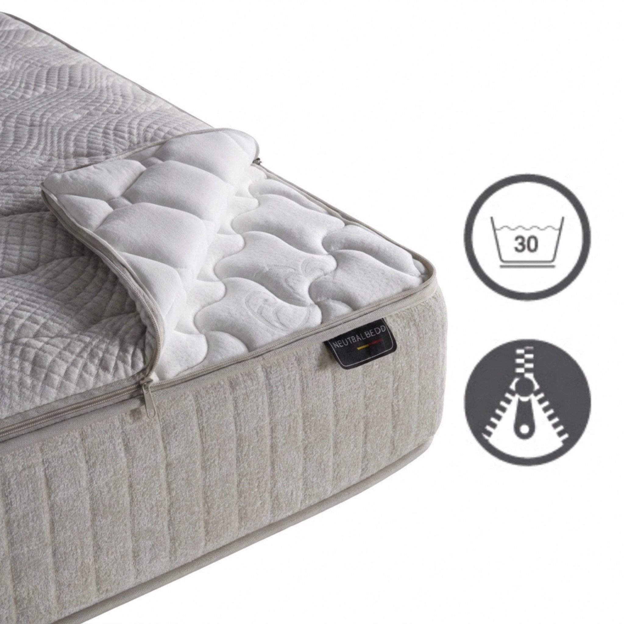 gowoll Boxspringbett mit Matratze Polsterbett LED Doppelbett mit Betkästen inkl. Lieferung (Abnehmbares Top Pad mit Reißverschluss, 2 Bettkästen + Matratze + Kopfteil), Doppelbett Polsterbett