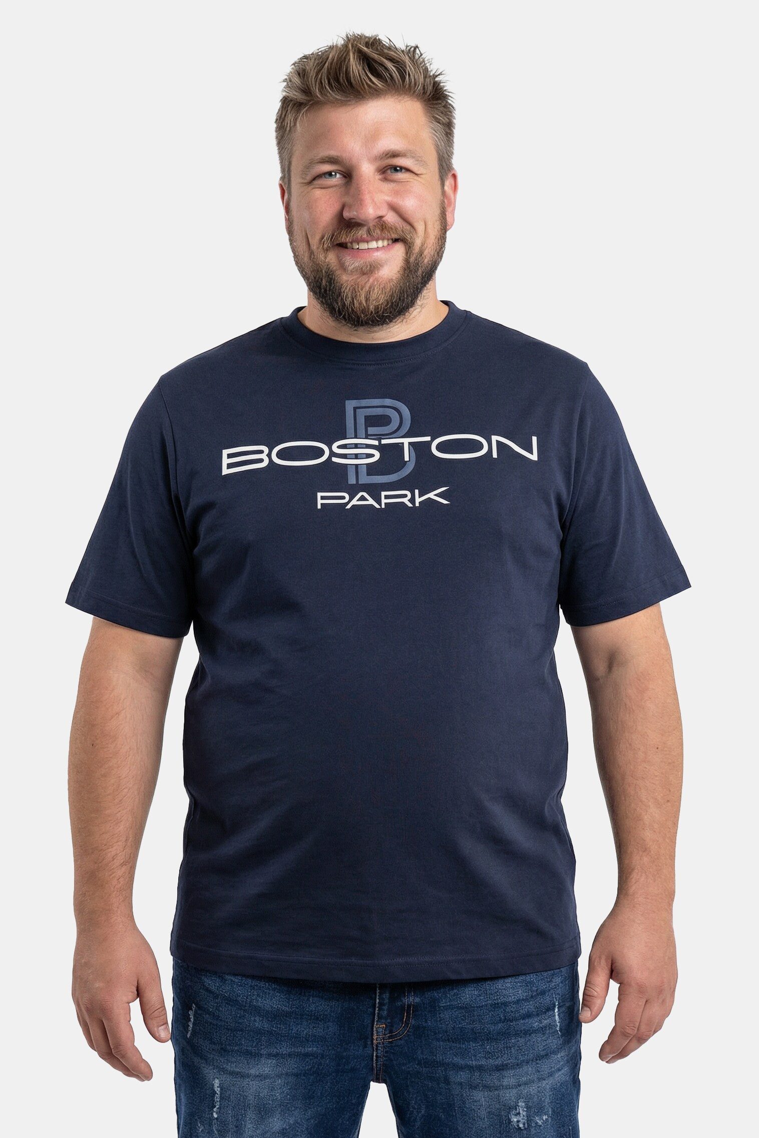 Boston Park T-Shirt T-Shirt Brustprint Halbarm Rundhals