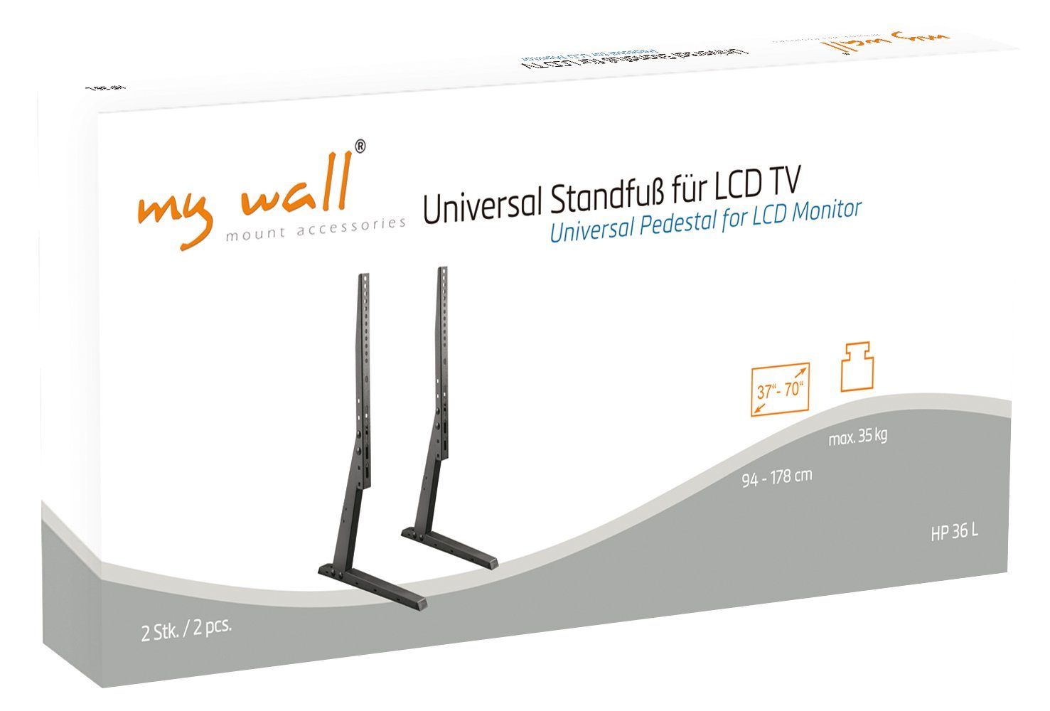 HP36L Universal Packung, schwarz Standfuß wall TV-Standfuß, Flachbildschirme) Zoll, my (bis 70 1-teilig, für