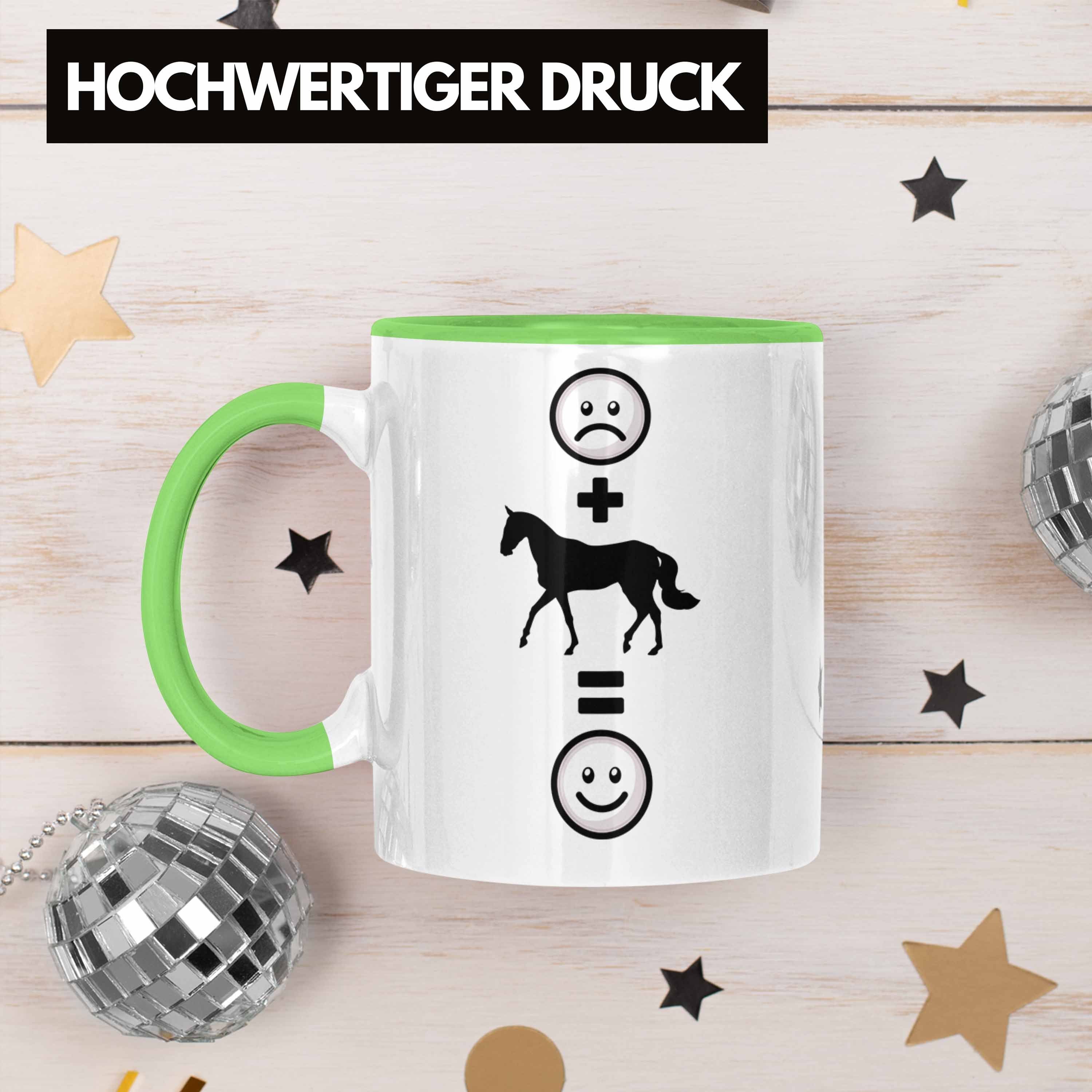 Trendation Tasse Pferde Reiten für Geschenk Tasse Reiterin Grün :(Pferd Pferdeliebhaber