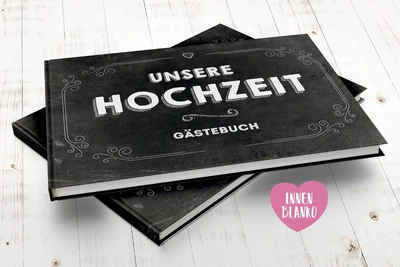 bigdaygraphix Notizbuch Gästebuch Hochzeit A4 quer Vintage Schwarz Black, Kreative Gestaltungsmöglichkeiten für unvergessliche Erinnerungen.