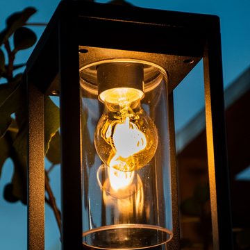 etc-shop LED Außen-Stehlampe, Leuchtmittel inklusive, Warmweiß, Garten Sockel Leuchte Filament schwarz-matt Garten Strahler
