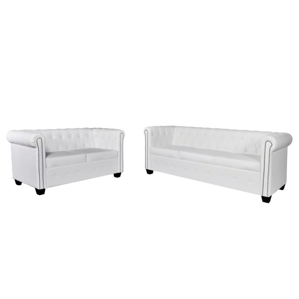 DOTMALL Chesterfield-Sofa aus einem 2-Sitzer und 3-Sitzer, pflegeleicht und strapazierfähig Weiß