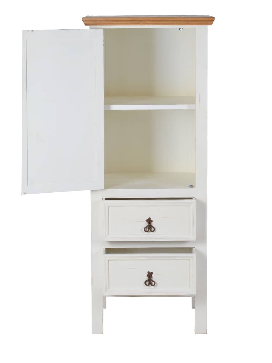 MiaMöbel Hochschrank Mexico aus massivem Pinienholz Weiß