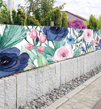 MyMaxxi Sichtschutzzaunmatten Zaunbanner Blumenfeld blau pink Sichtschutz Garten Zaun