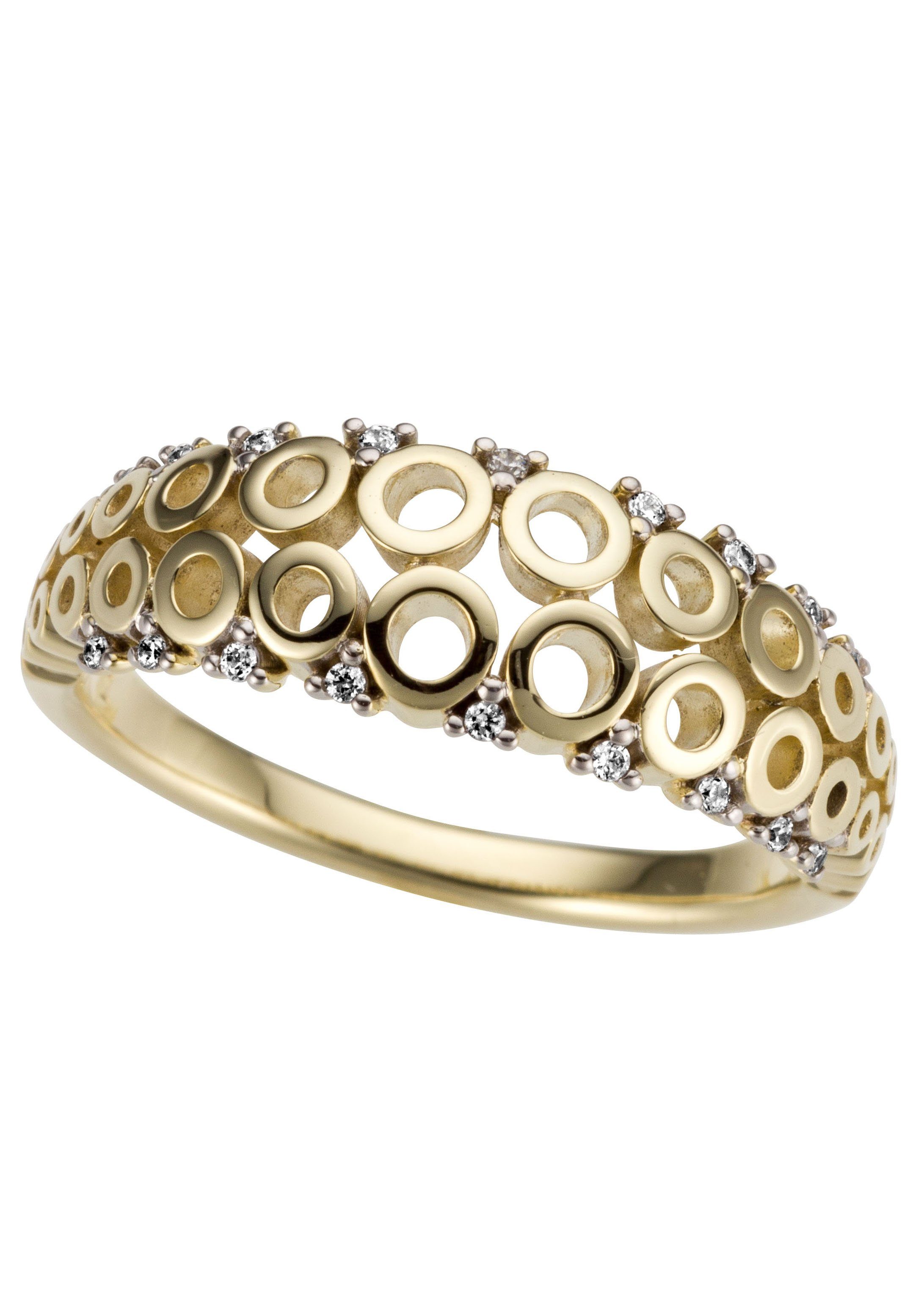 Firetti Goldring Schmuck Geschenk Gold 585optik, teilw. rhodiniert, massiv, mit Brillanten