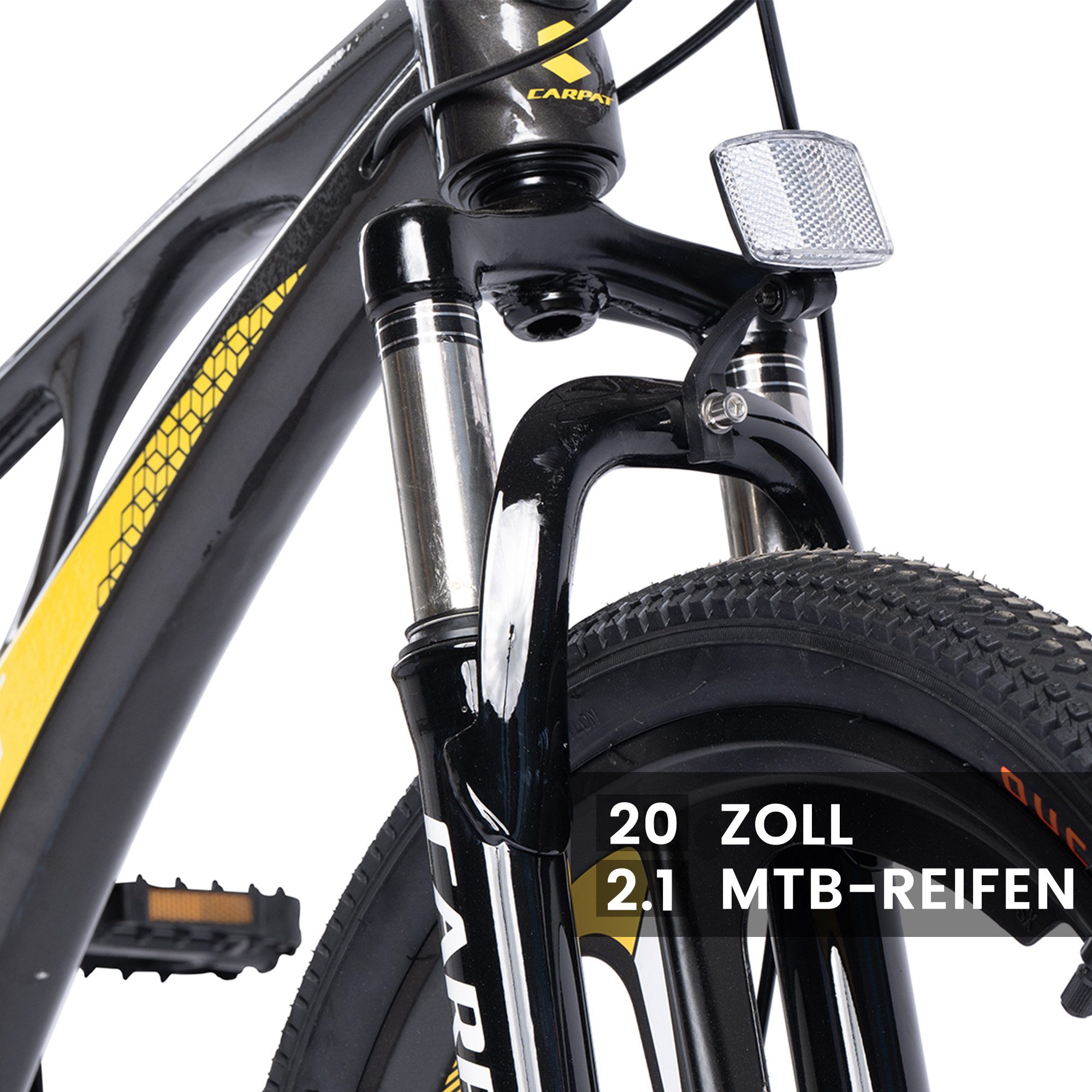 CARPAT SPORT Children's Bicycle 20 inch Mountain Bike, Magnesium Rims with 3 Spokes, 7 Speed, (Mechanical Disc Brakes, Youth Bicycle), Girls Boys MTB Hardtail Bicycle Bike from 5 Years