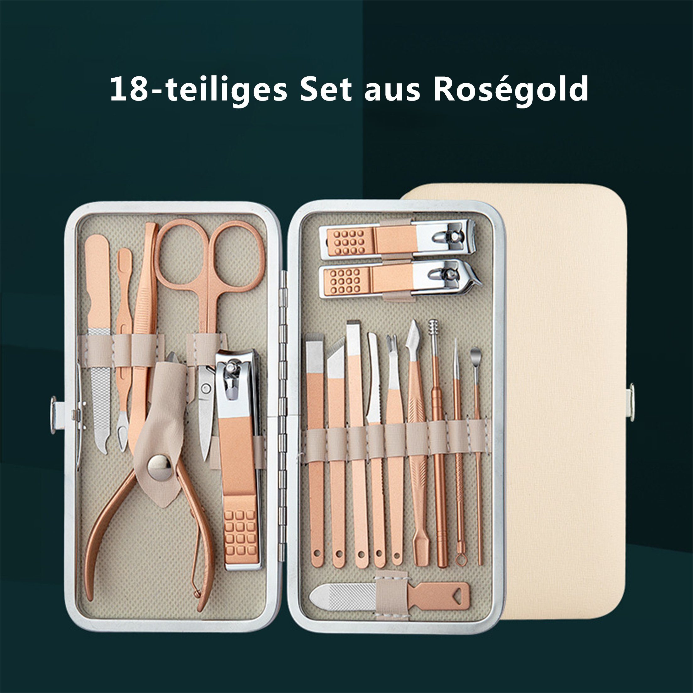 Scheiffy Edelstahlset,Nagelwerkzeuge,Hand/Fußpflege,Gesichtspflege,18 Maniküre-Pediküre-Set Stück