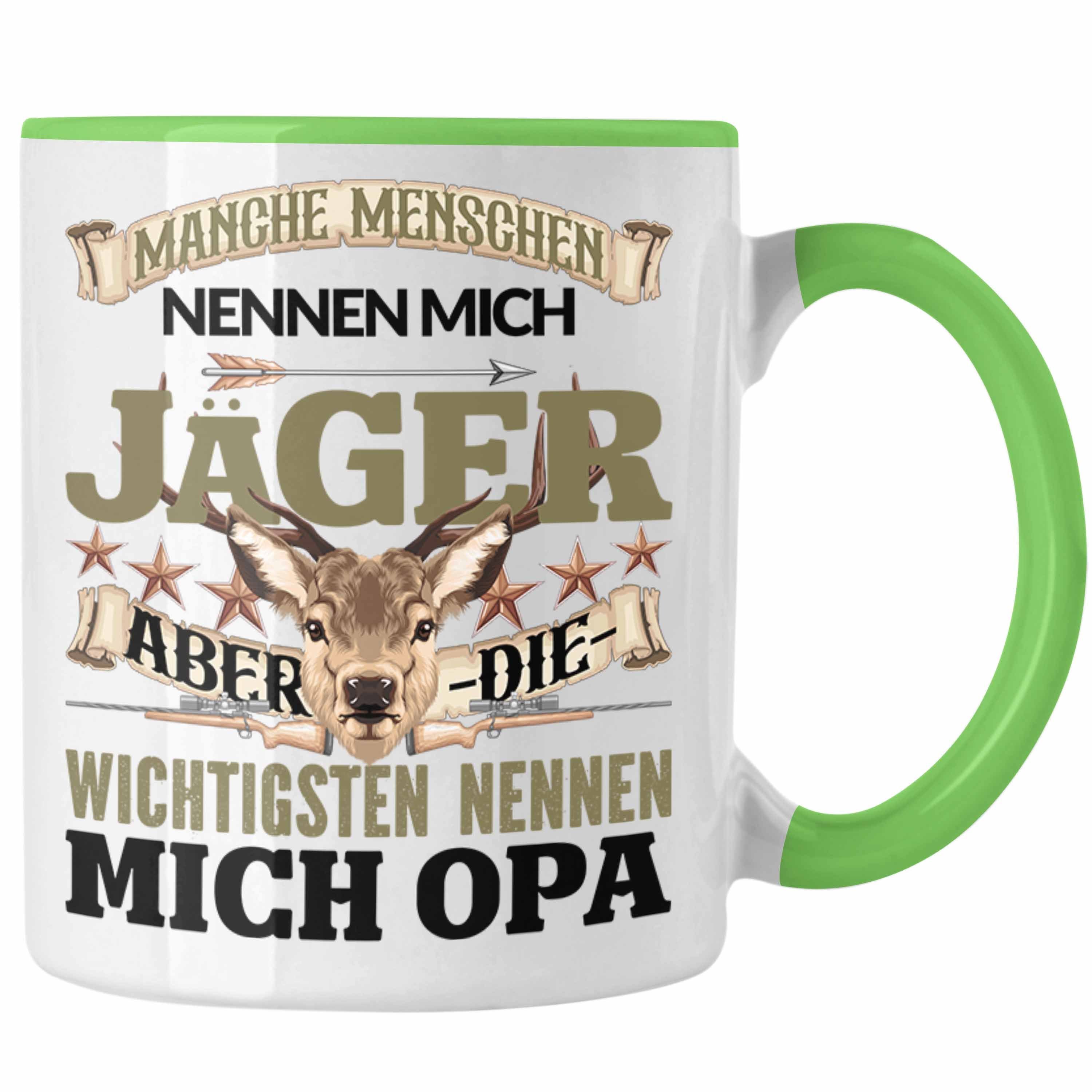 Trendation Tasse Opa Jäger Tasse Geschenk Jagd Geschenkidee für besten Jäger Opa Vatert Grün