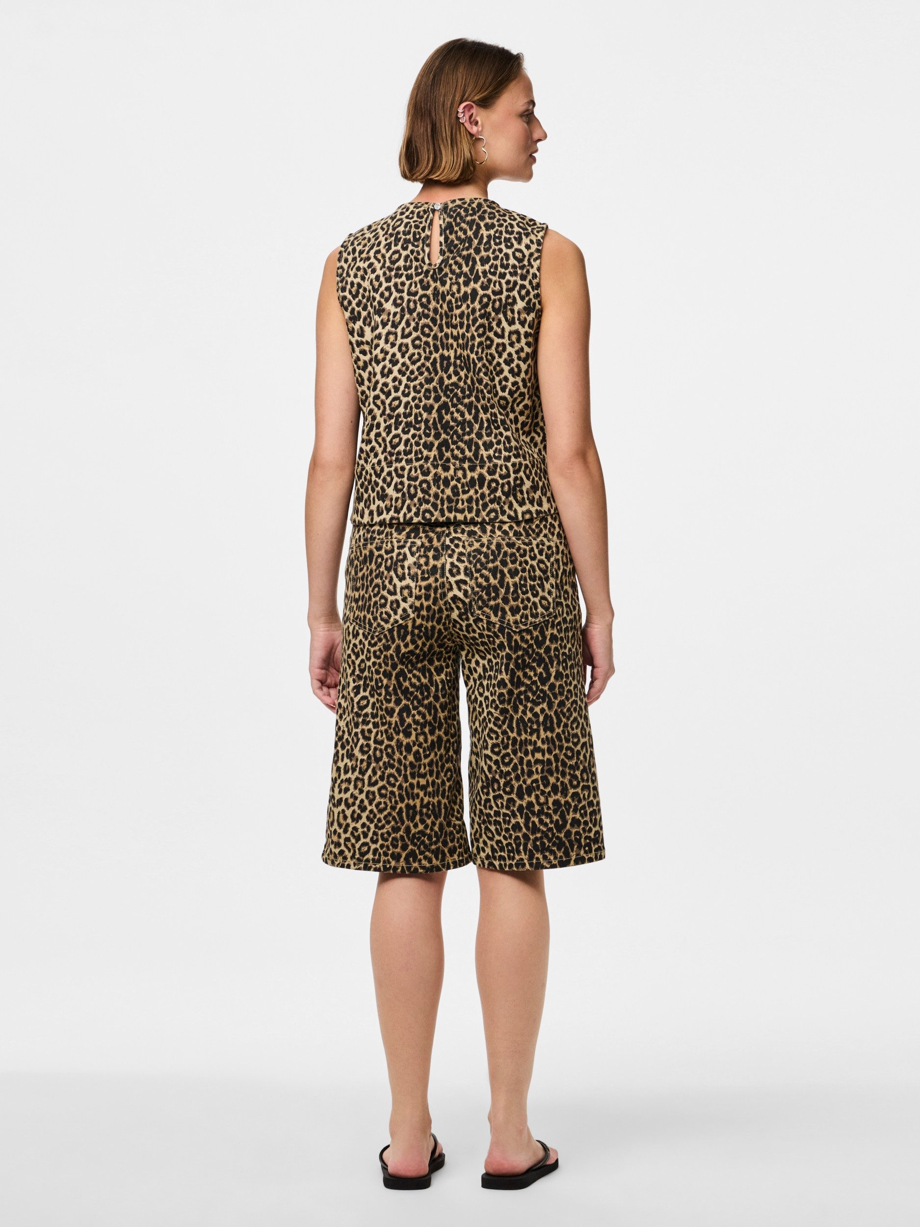 pieces T-Shirt PCSALUME SL DENIM TOP, White Pepper/Leo