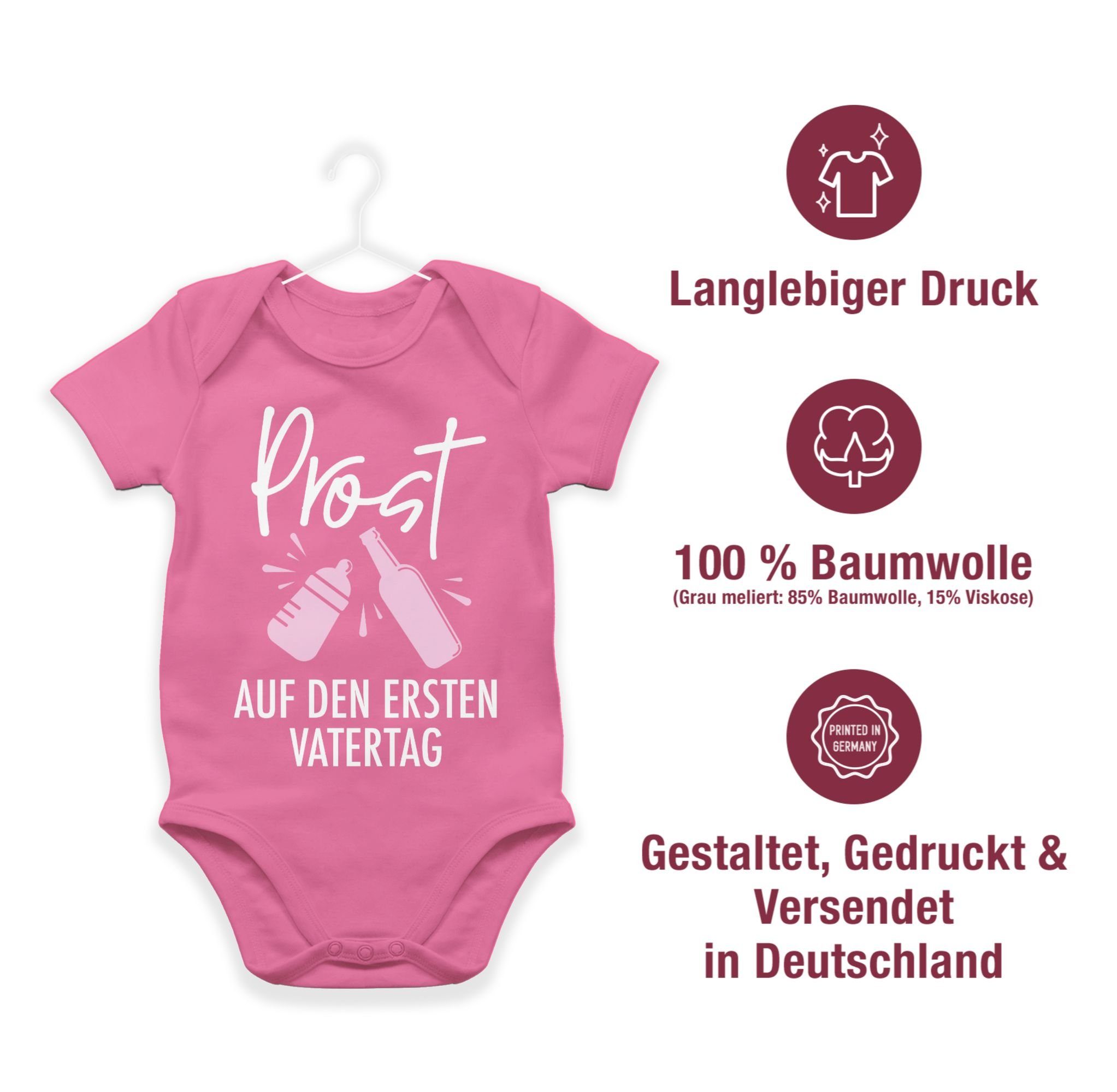 Prost weiß/rosa ersten Geschenk - Vatertag Pink Baby auf den Vatertag 2 Shirtracer Shirtbody
