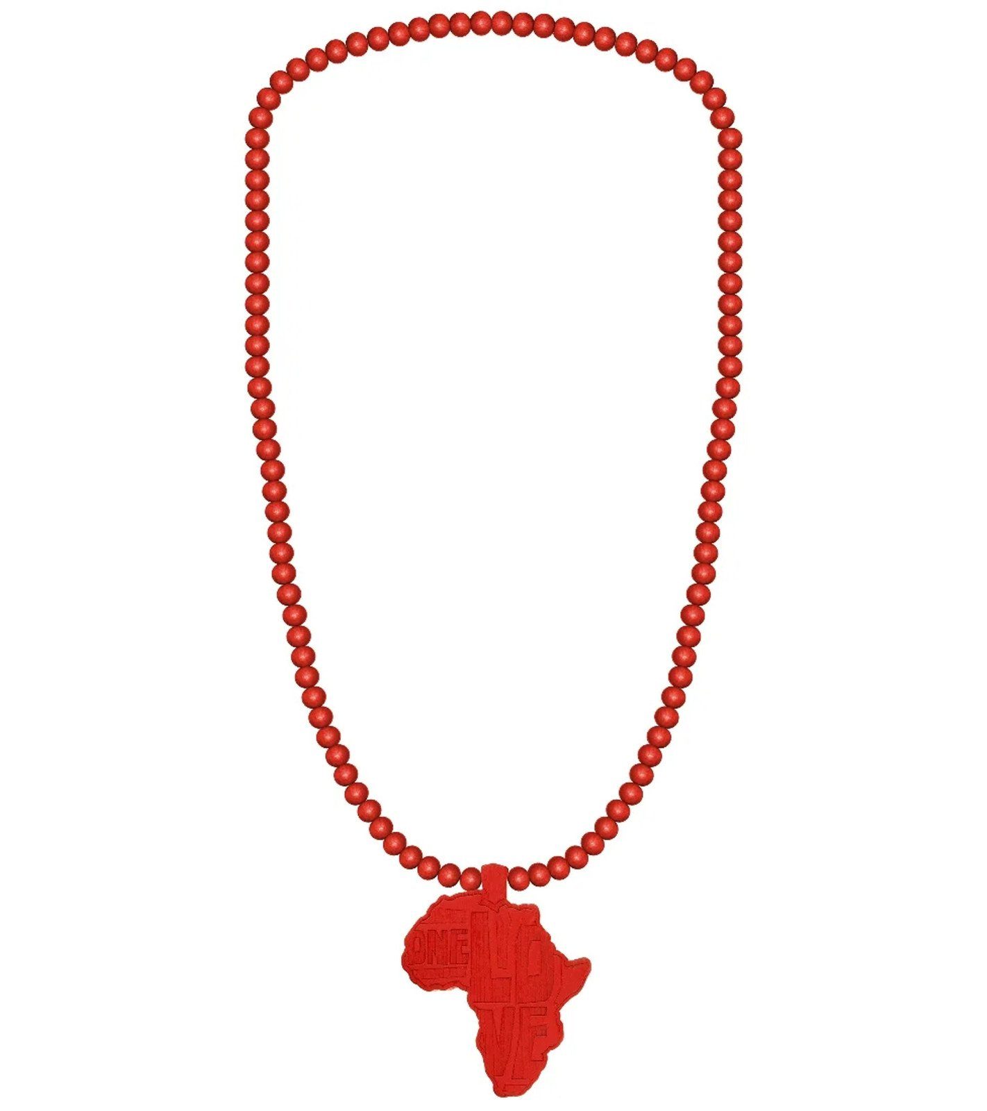 WOOD FELLAS Halsband WOOD Holz Hals-Schmuck Africa mit Rot FELLAS Mode-Schmuck aus Kette lockere Anhänger