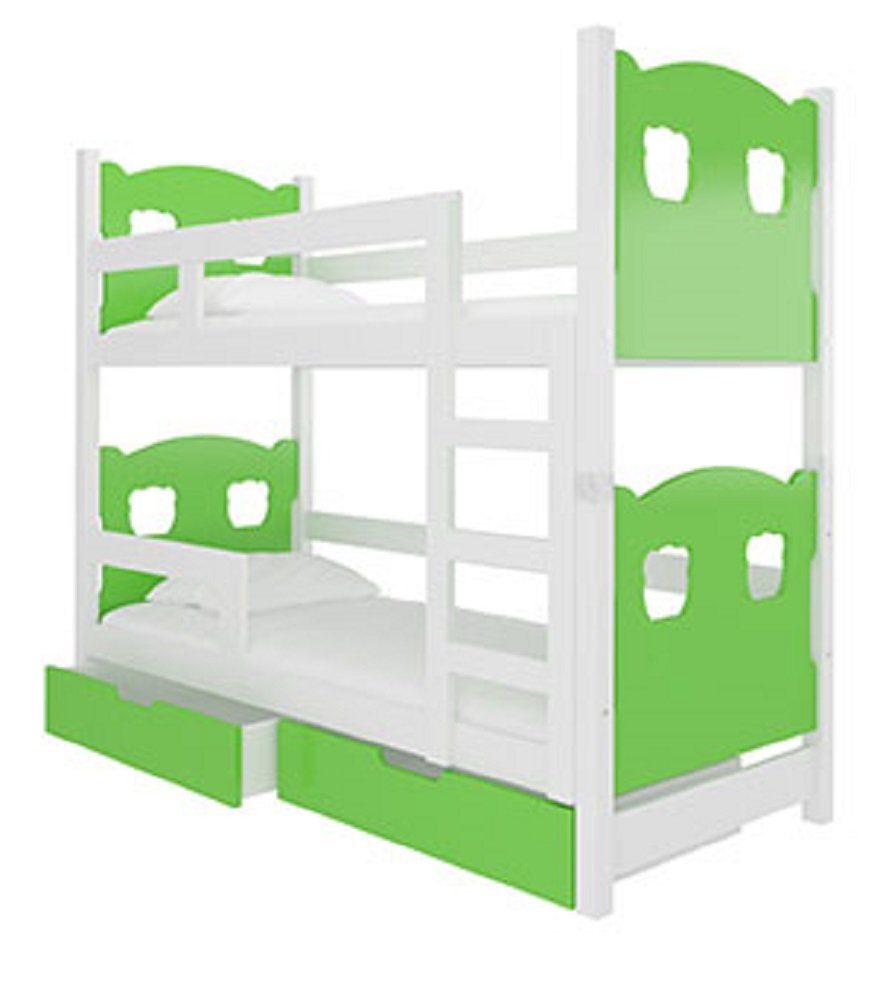 grün Farbe 2 weiß Feldmann-Wohnen Absetzungen: wählbar Kiefer mit MARABA Hochbett (Etagenbett Schlafgelegenheiten) /