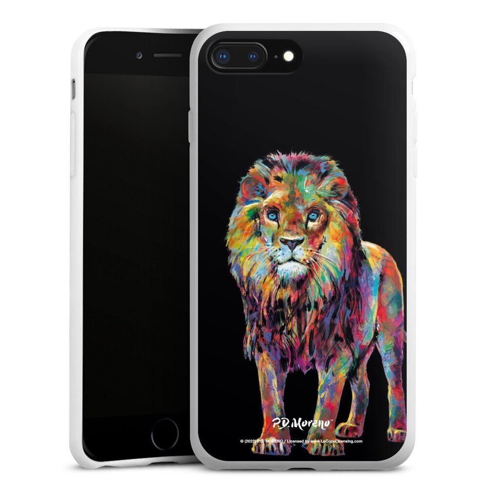 DeinDesign Handyhülle Löwe Tiere Design Lion Colorful Art By P.D. Moreno, Apple iPhone 7 Plus Silikon Hülle Bumper Case Handy Schutzhülle
