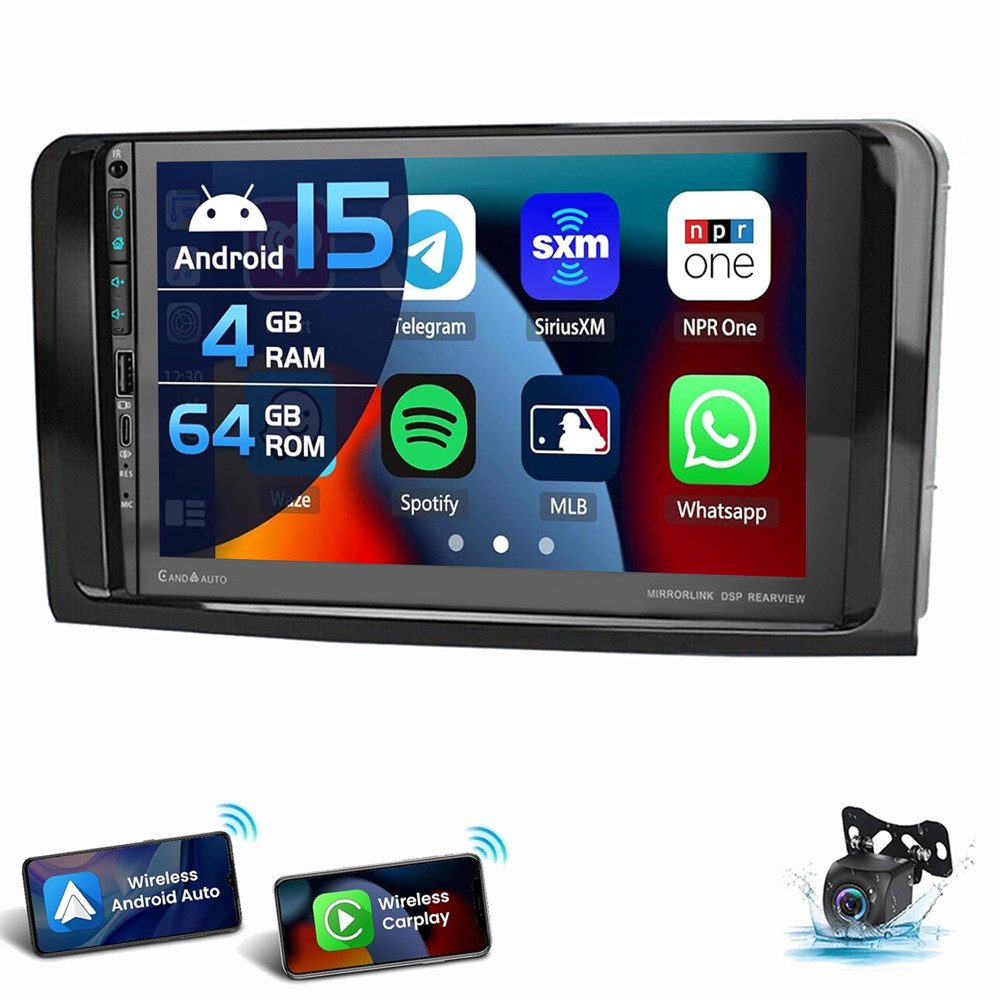 ESSGOO Für Mercedes Benz ML/GL-Class W164 X164 Android 15 Mit USB Type-C Autoradio (Digitalradio (DAB), Apple Carplay Android Auto GPS NAVI RDS SWC)