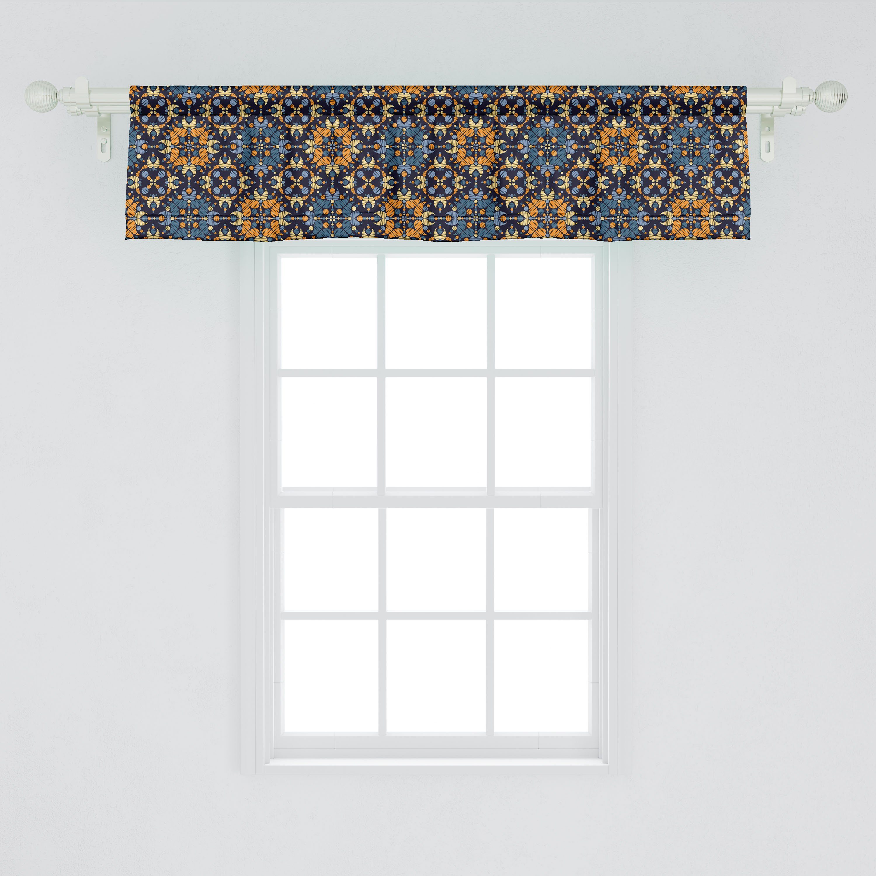 Stangentasche, Scheibengardine Vorhang Abstrakt Form-Muster Volant Küche Abakuhaus, Schlafzimmer für Microfaser, Bohemian Dekor mit