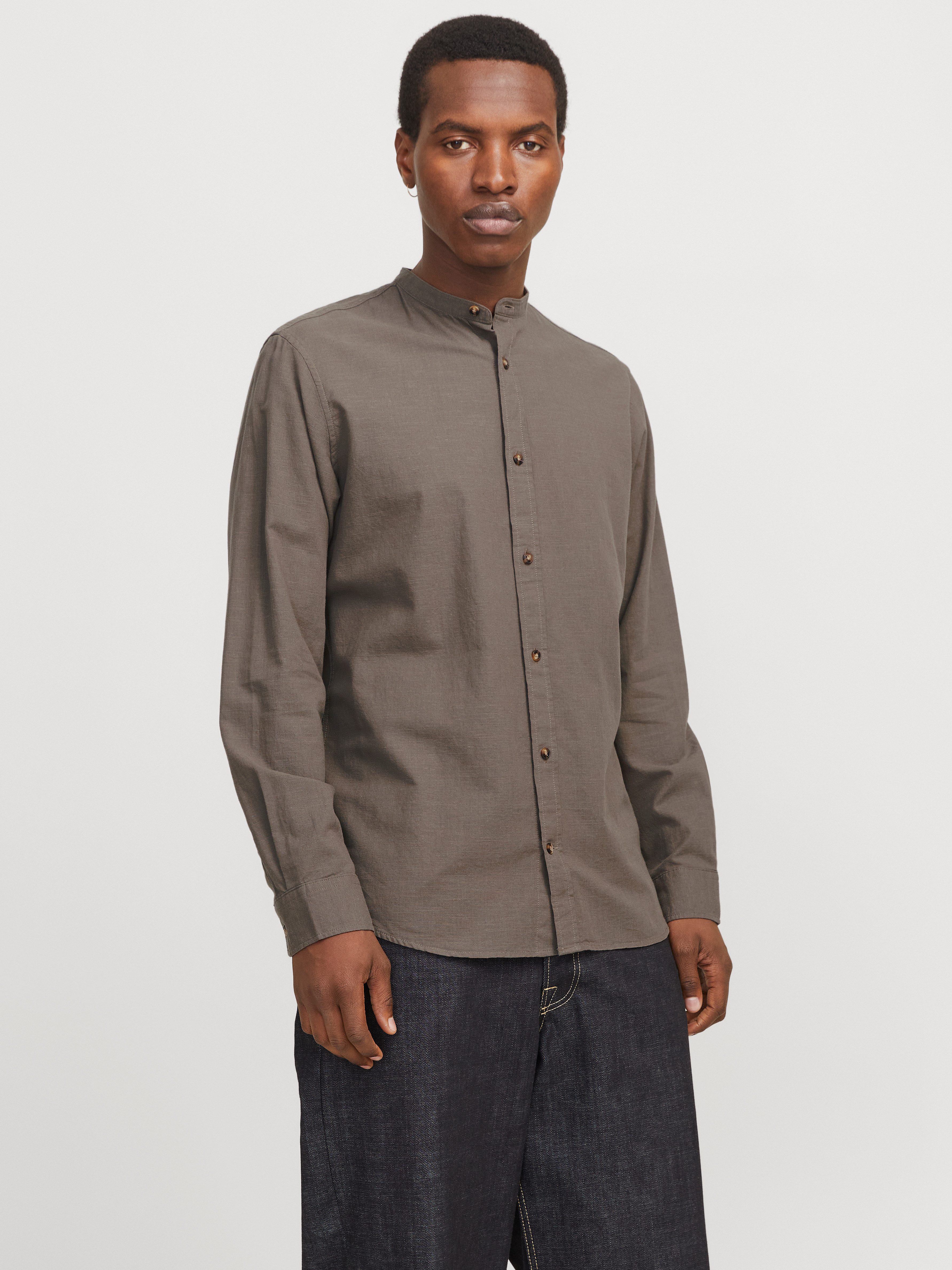Jack & Jones Langarmhemd JJESUMMER BAND SHIRT LS SN mit Bandkragen günstig online kaufen