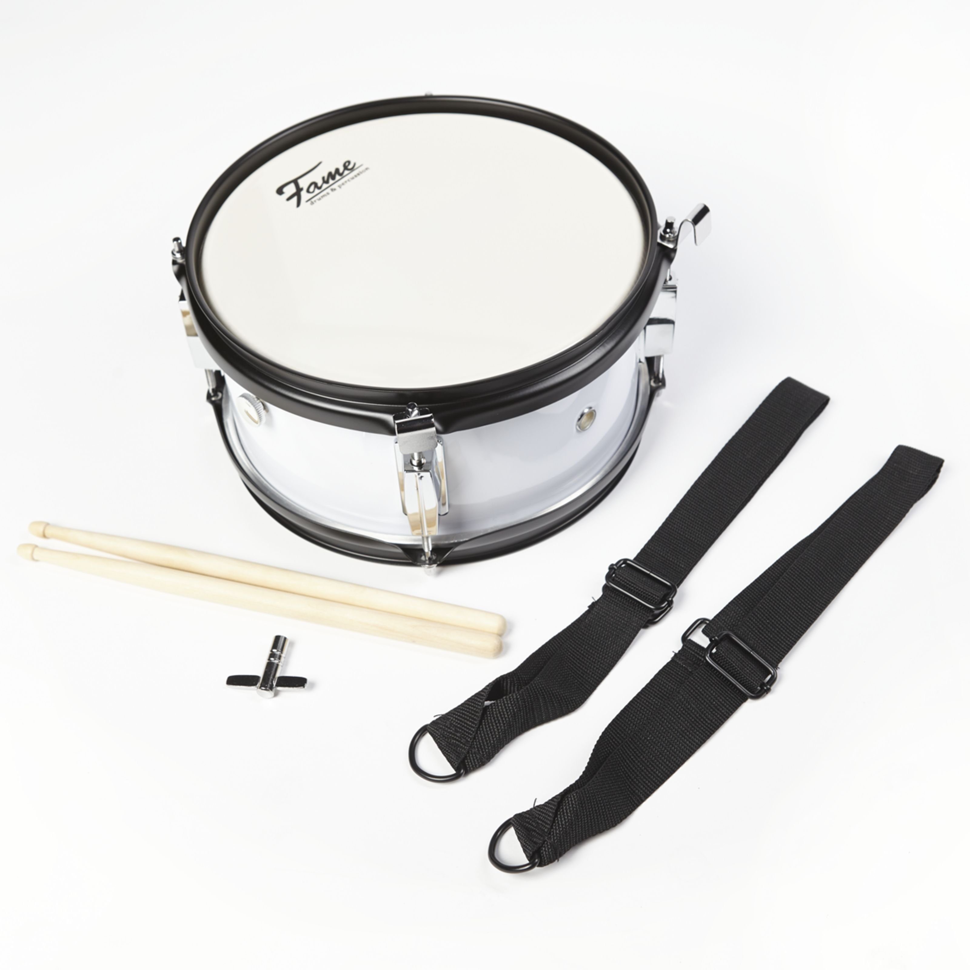 FAME Snare Drum,Junior Marching Snare 10"x5" inkl. Gurt und Sticks, Kindertrommel zum Umhängen, kleine Trommel, 1,8 kg, Musikverein, für Kinder ab 3 Jahren, Marching, Snare Drums, Junior Marching Snare, Kindertrommel, Kinder Snare Drum