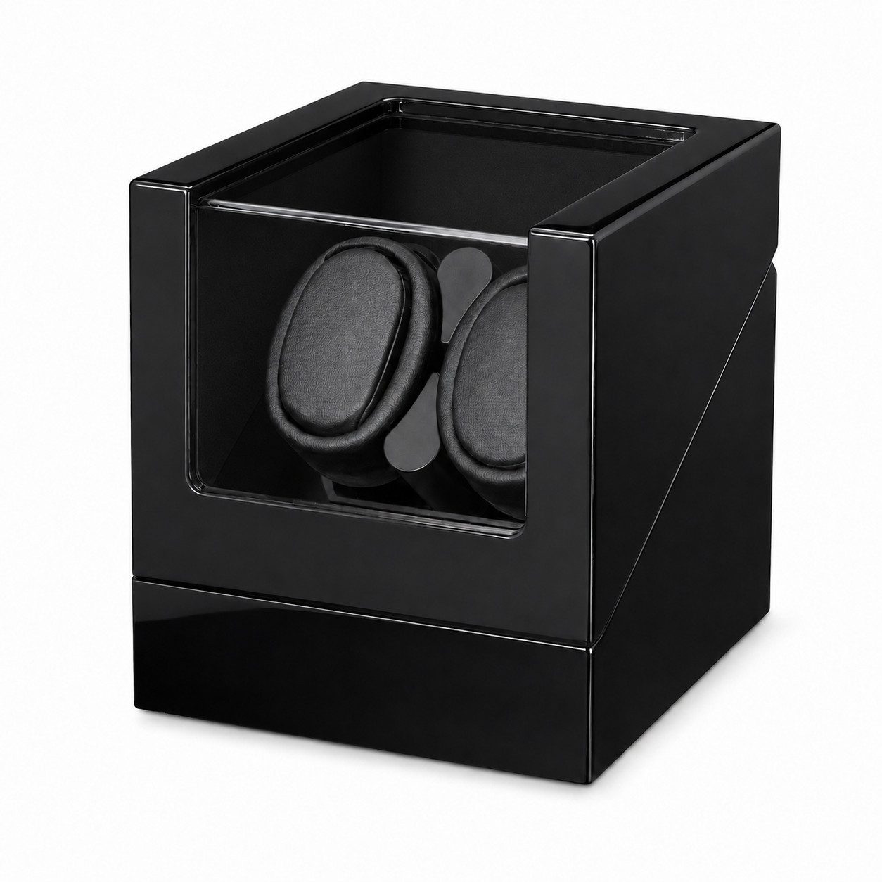 Lisabonde Uhrenbeweger Automatischer Uhrenbeweger für 2 Uhren Holzoptik Leise & USB, (Packung), Antimagnetische Bauweise, Hochglanz-Holzoptik
