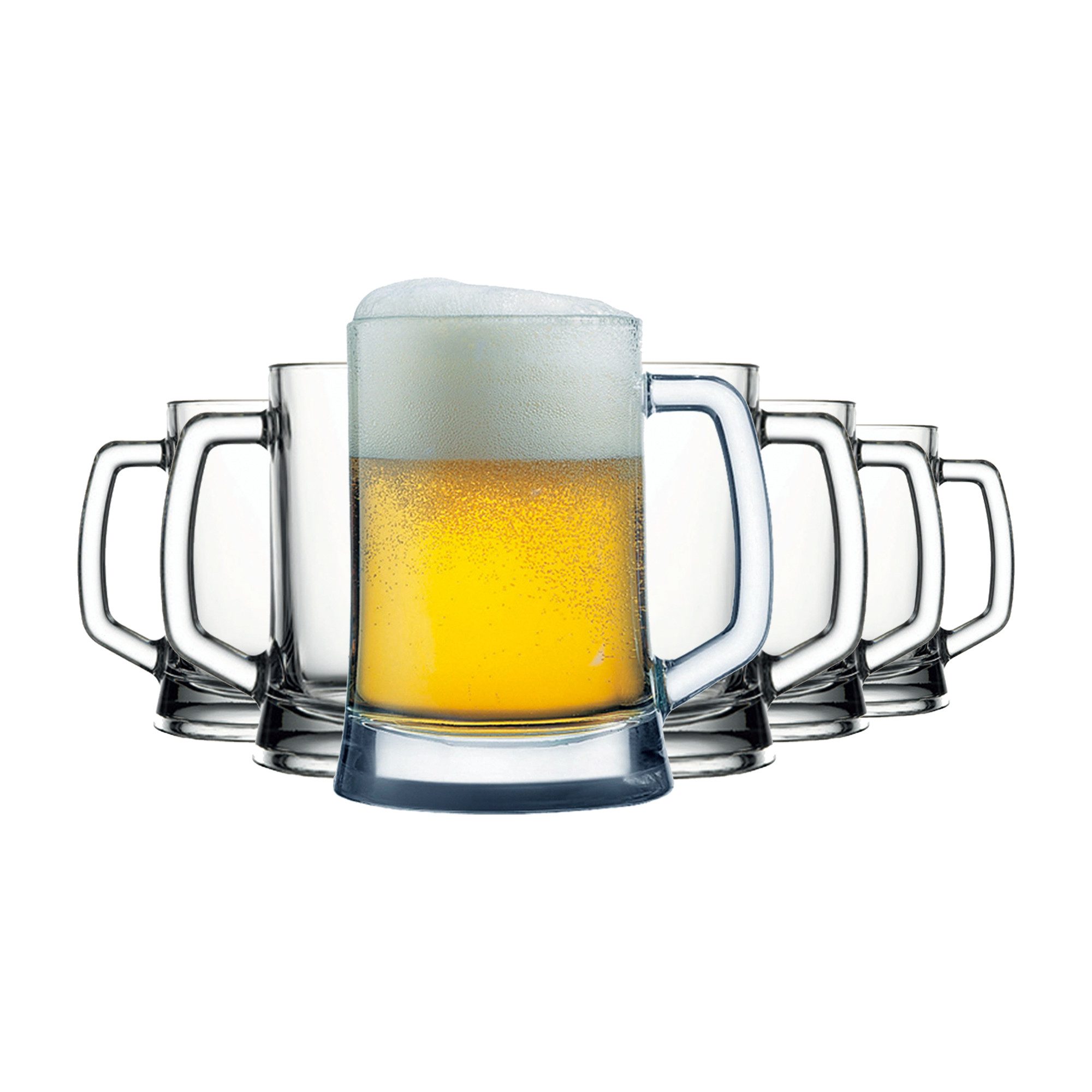 Pasabahce Gläser-Set Pub Bierkrug, 6-tlg., Glas, 500ml, 6er Set, ideal für Bier, Radler oder Softdrinks