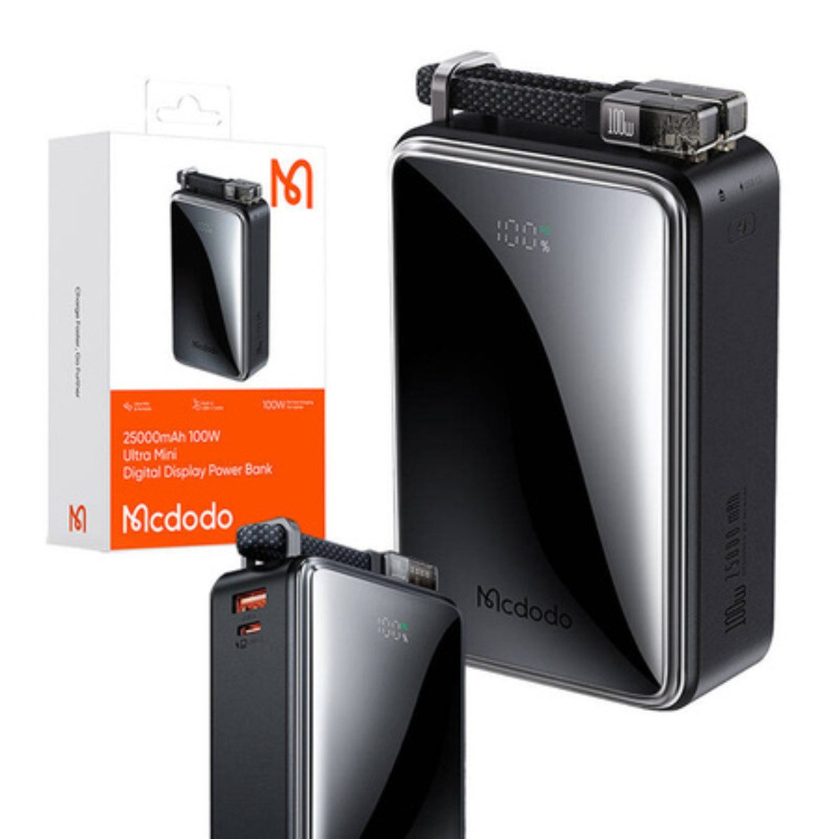 mcdodo Mcdodo MC-0561 Powerbank 25000 mAh, 100 W, Digitalanzeige – schwarz Powerbank
