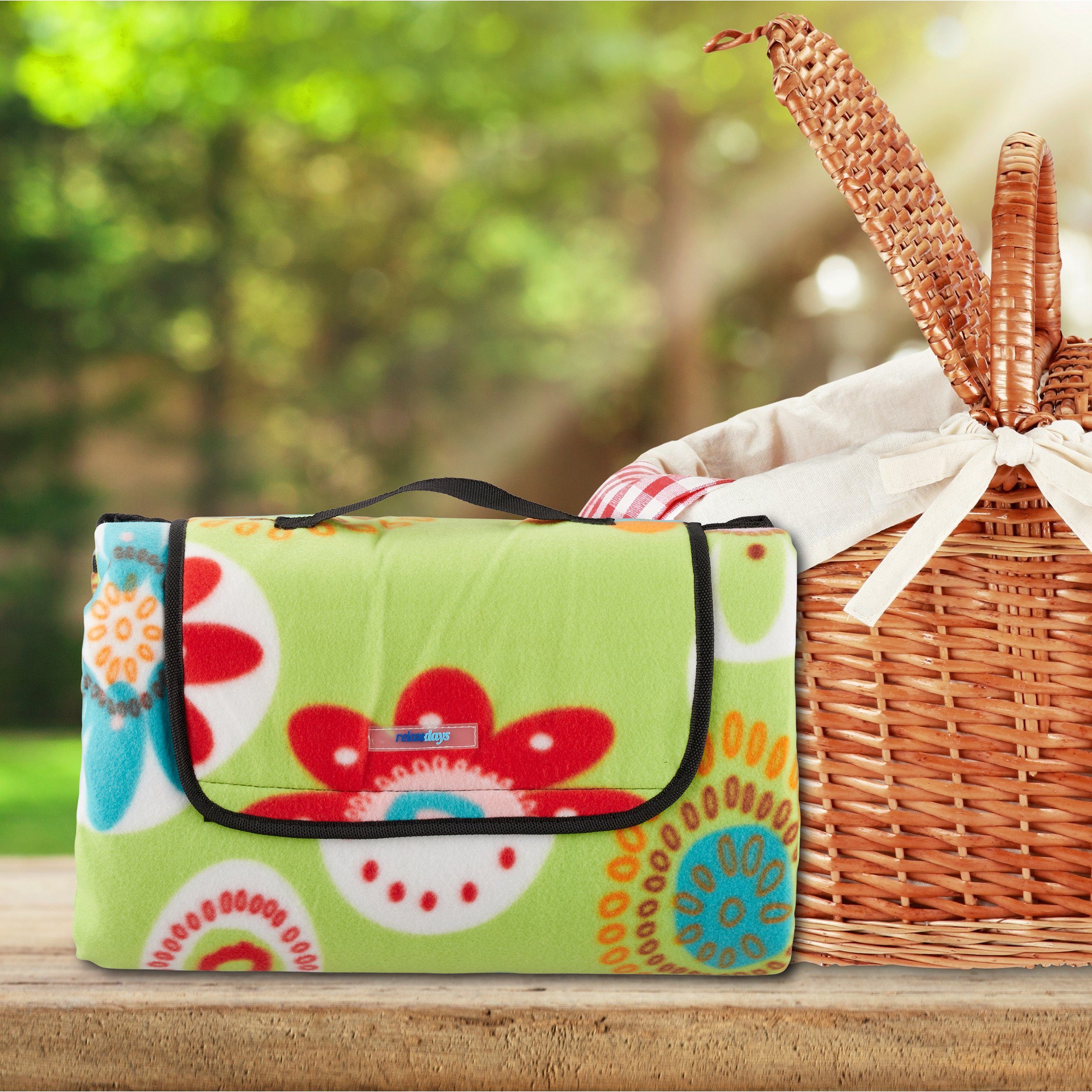 Picknickdecke Blumen grü, relaxdays
