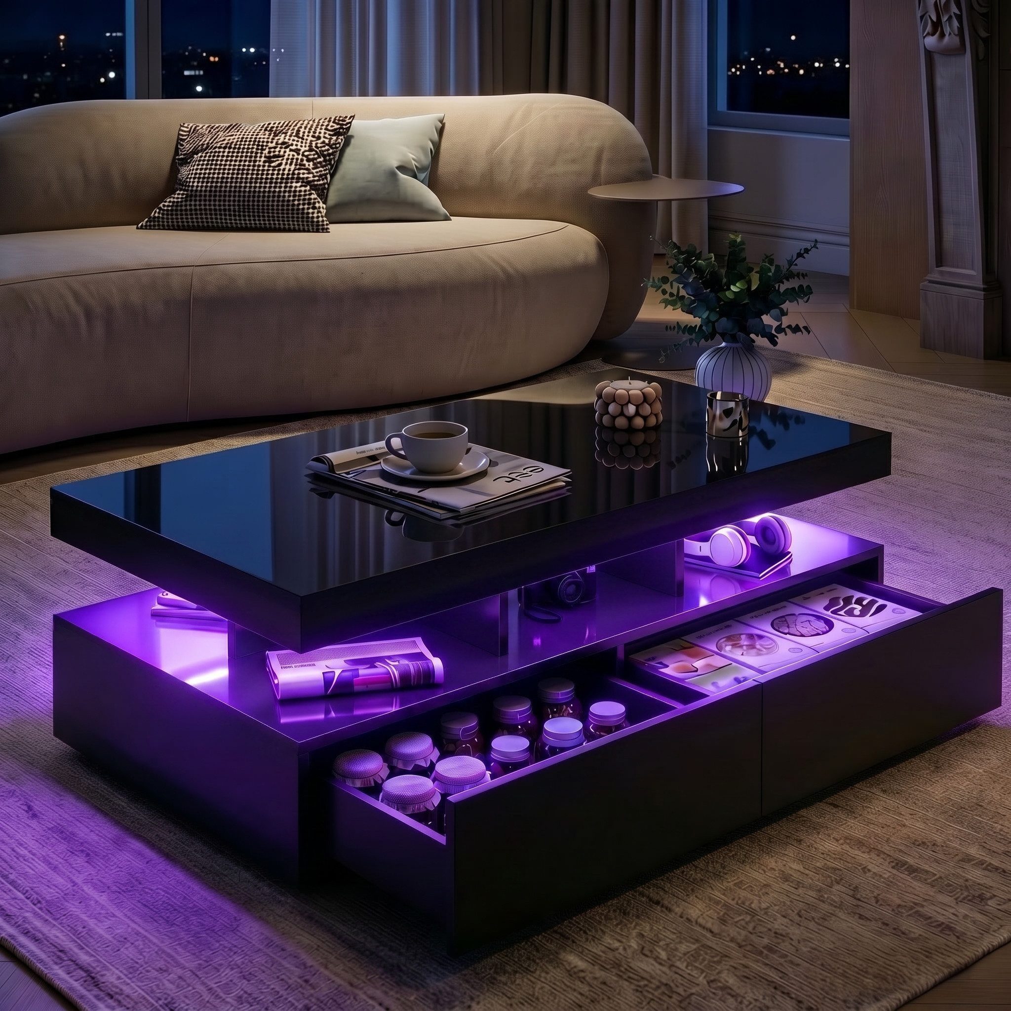 Couchtisch Schreibtisch Beistelltisch LED
