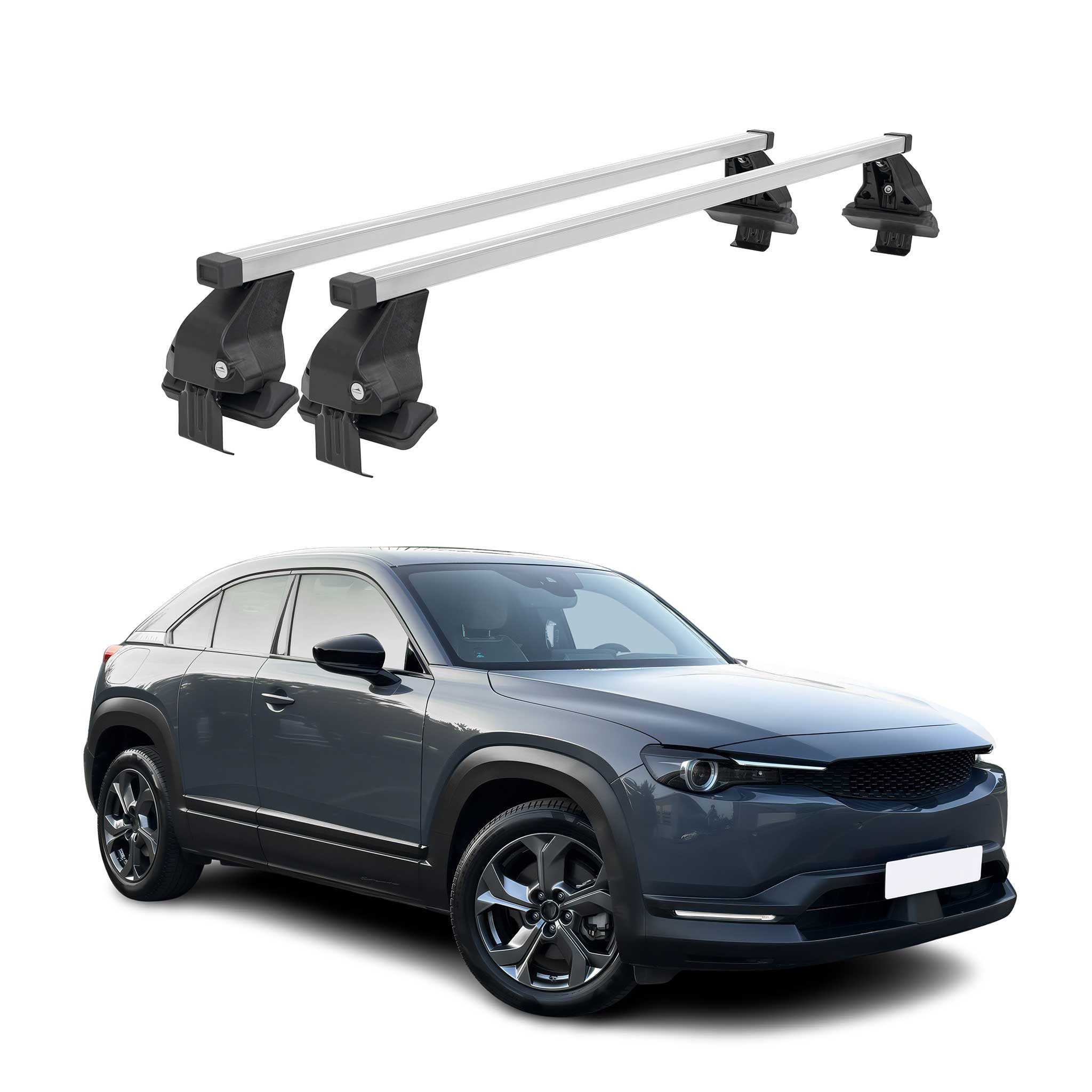 OMAC Dachträger Menabo Gepäckträger für Mazda CX-30 2019-2025 Querträger Silber ABE (2-St), Wasserbeständig,Abnehmbar,Multifunktional,Leichtgewichtig
