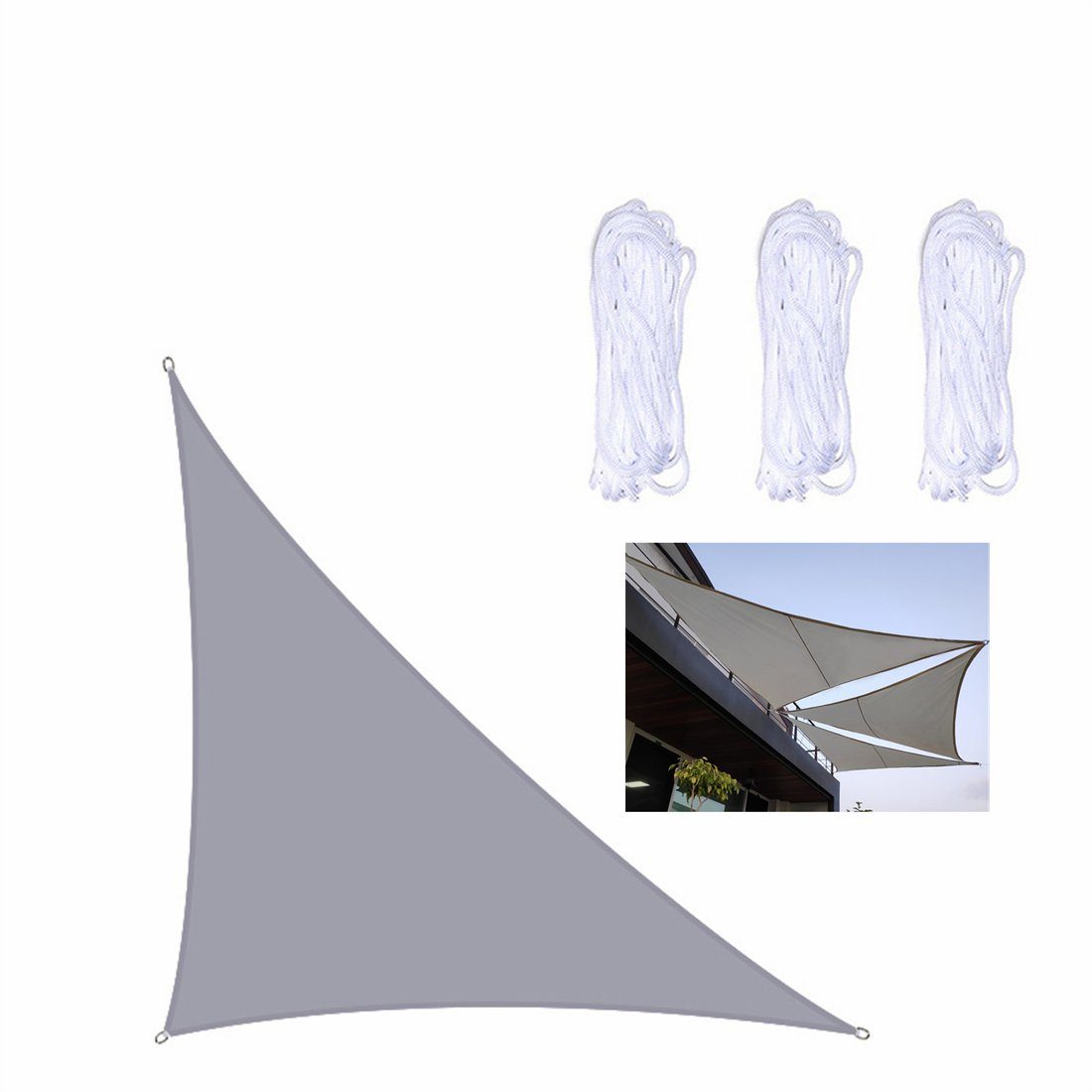 Polyester Grau 100% 3x3x4.3m),Polyester YOOdy~ Sonnensegel,(Dreiecke Sonnenschutz Sonnensegel