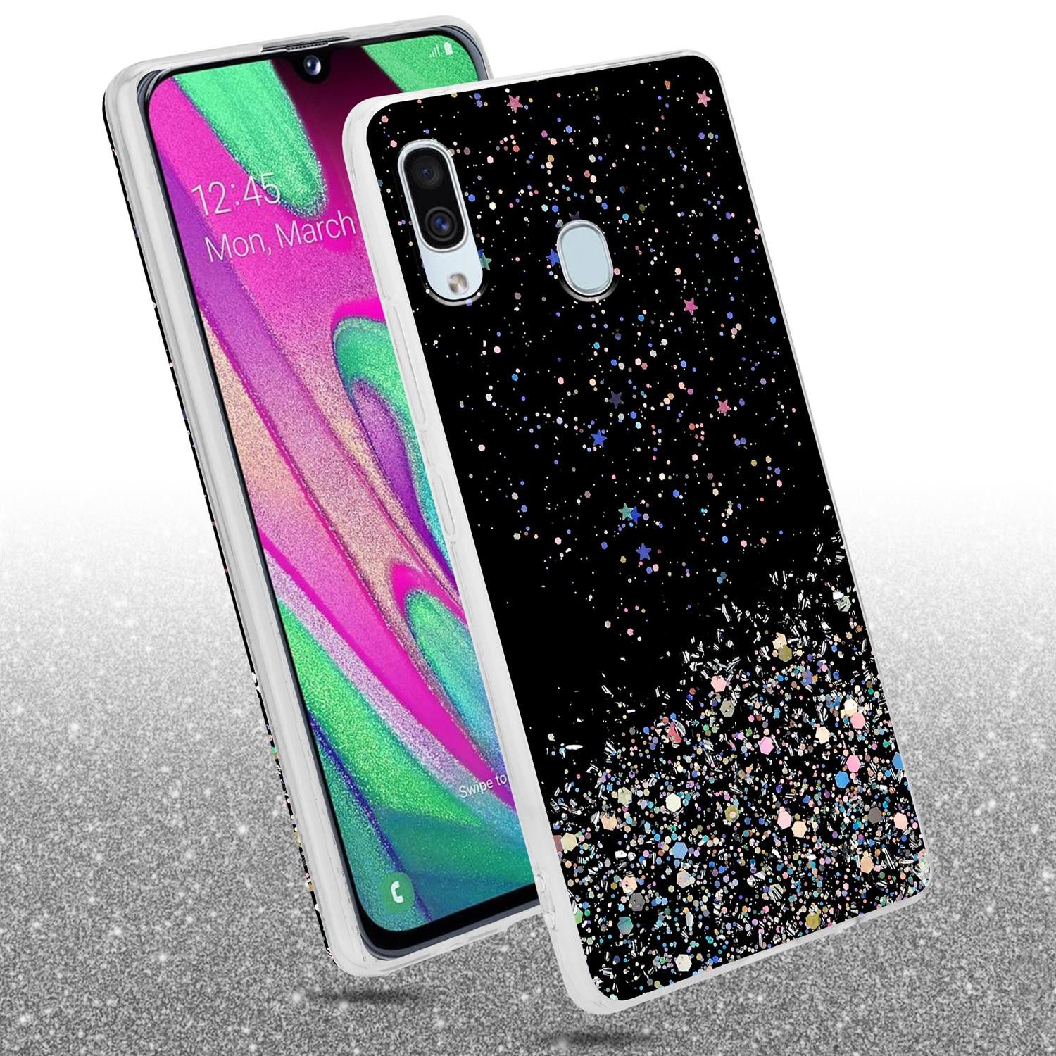 Cadorabo Handyhülle für Samsung Galaxy A40 Hülle Samsung Galaxy A40, Flexible TPU Silikon Handy Schutzhülle - Hülle - mit Glitzer