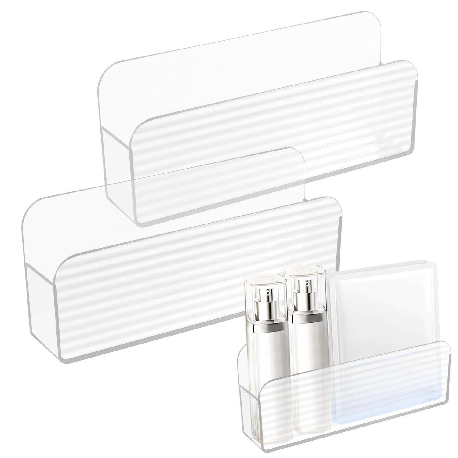 LuxusKollektion Duschablage Badregal Acryl Schwebend 2Stk Kleben Transparent, 2-tlg.