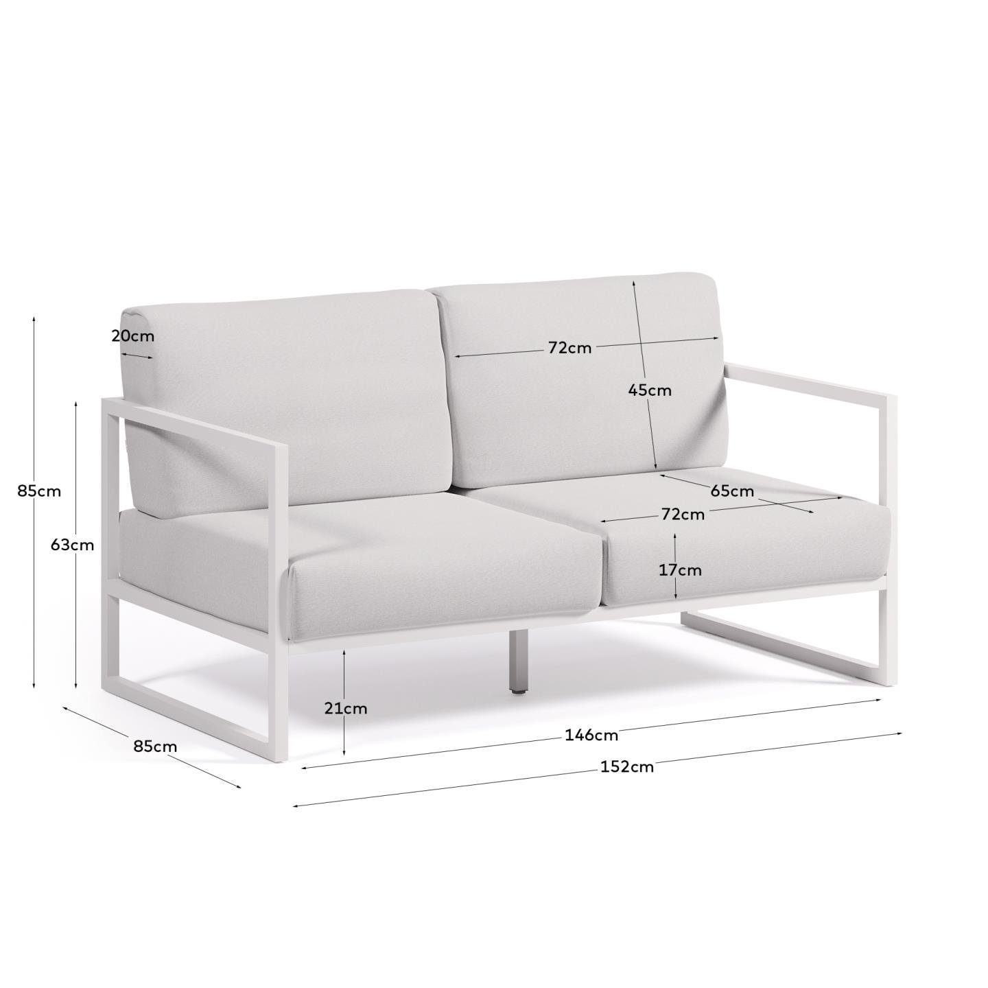 Couch 85 Sitzgarnitur weiß 85 Sofa x Outdoor 2-Sitzer-Sofa 152 cm Natur24 x