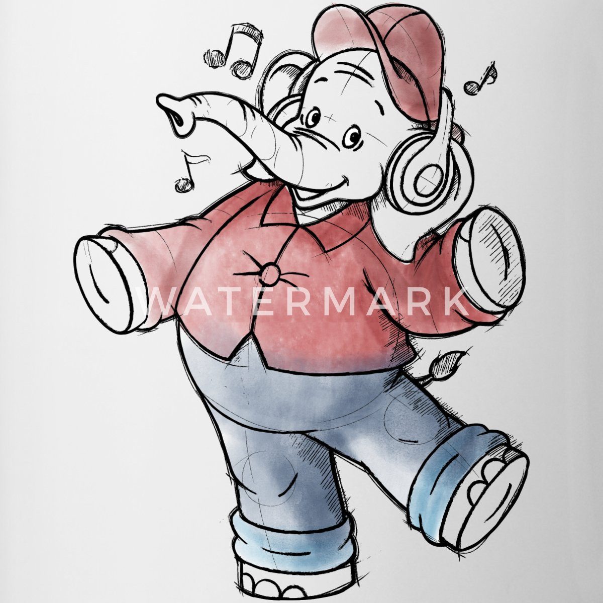 Spreadshirt Tasse Benjamin Blümchen Tanzt Fröhlich Zur Musik Tasse Zweifarbig, Keramik