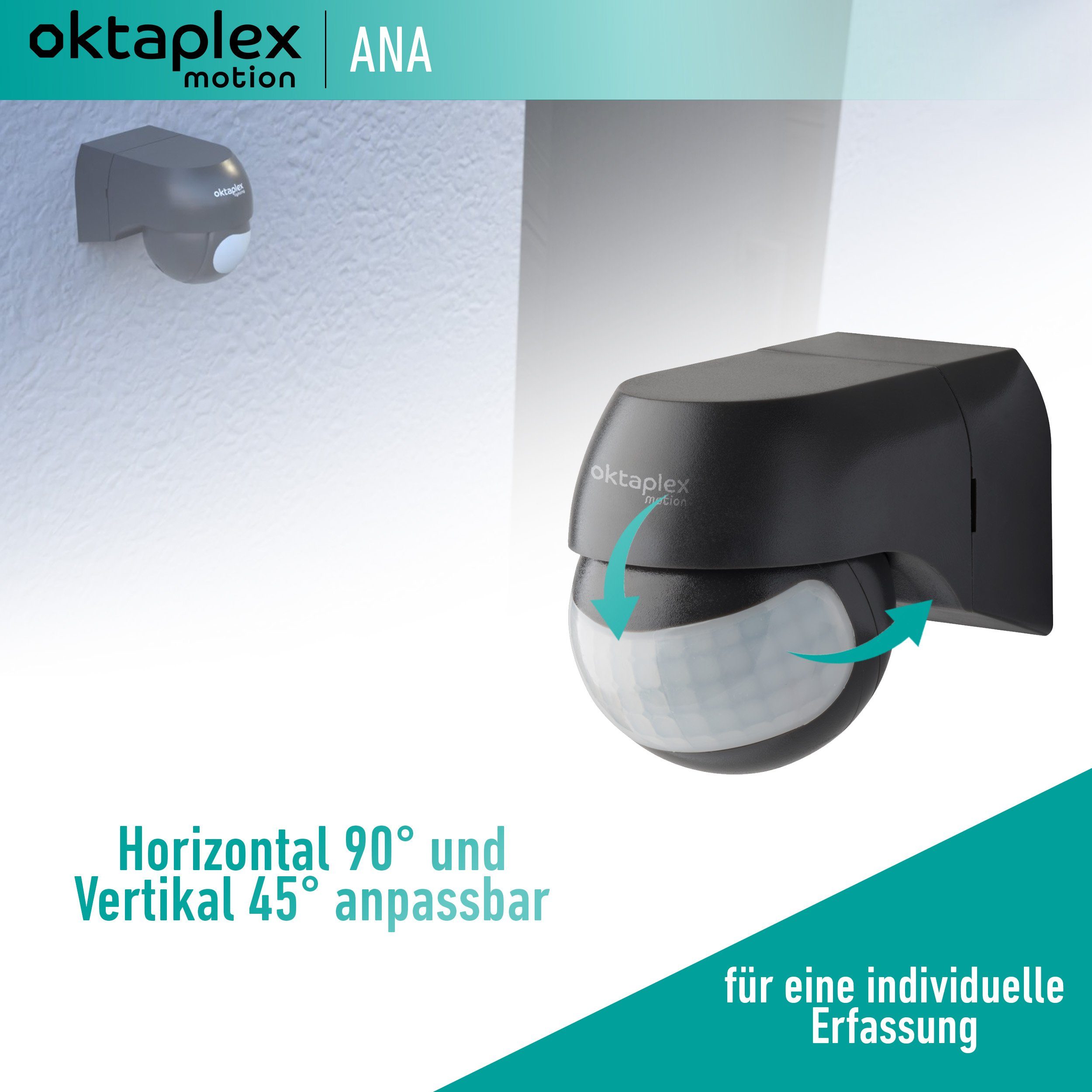 Oktaplex motion Bewegungsmelder Oktaplex Ana Infrarot Bewegungsmelder für Innen + außen, (1-St)